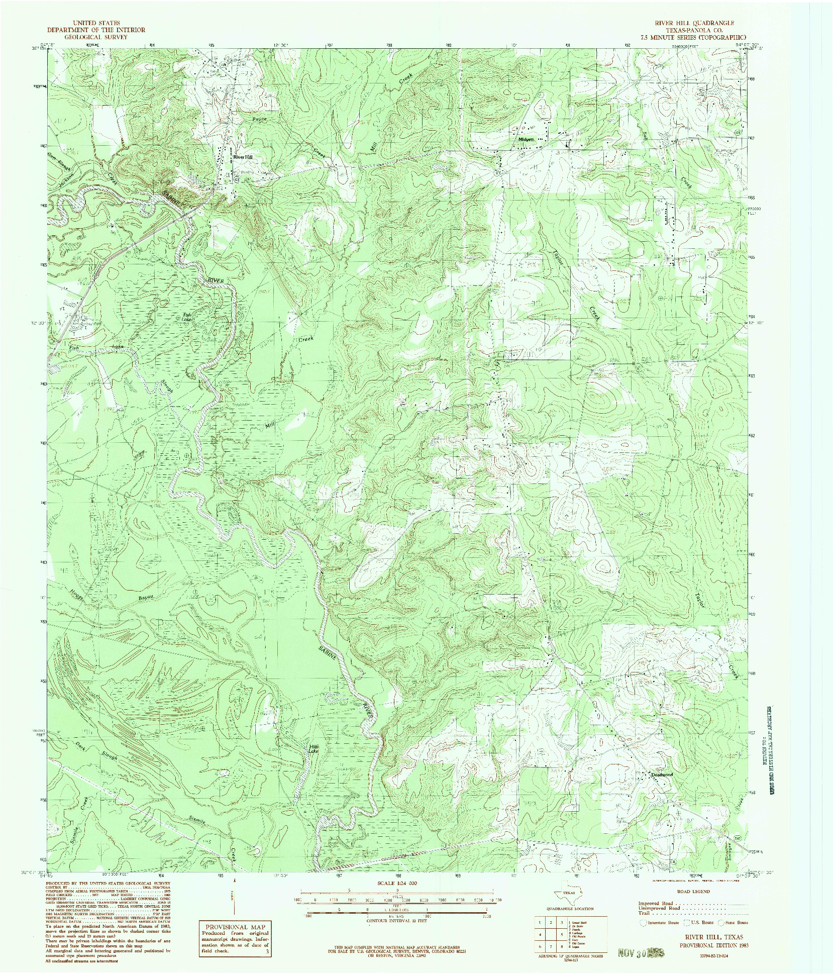 USGS 1:24000-SCALE QUADRANGLE FOR RIVER HILL, TX 1983