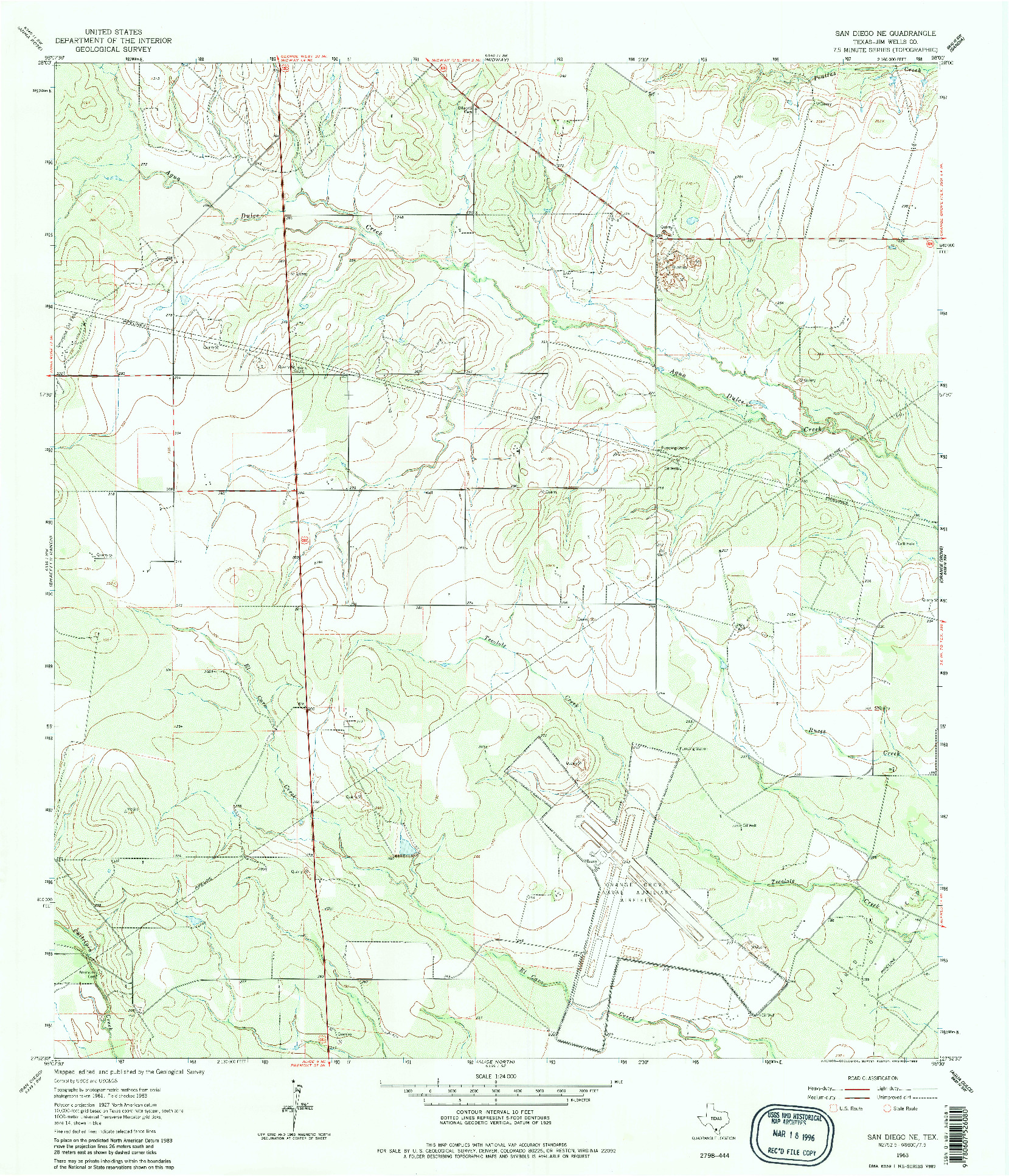 USGS 1:24000-SCALE QUADRANGLE FOR SAN DIEGO NE, TX 1963