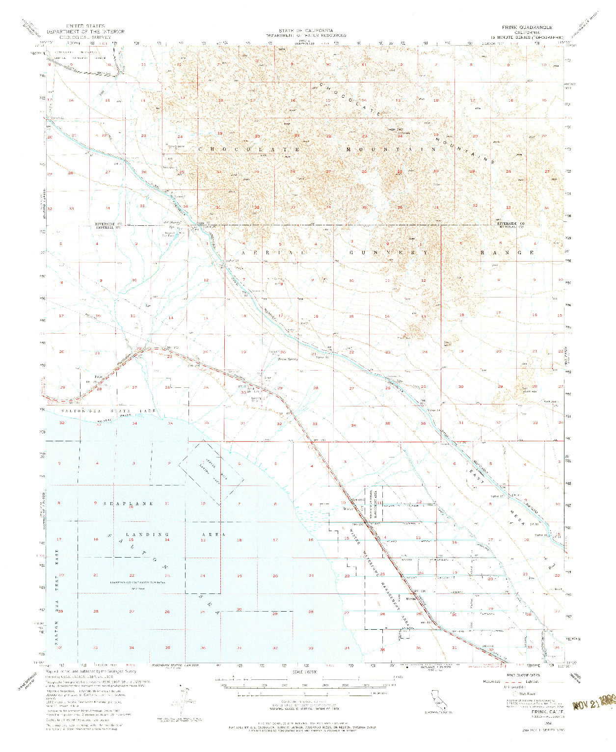 USGS 1:62500-SCALE QUADRANGLE FOR FRINK, CA 1956