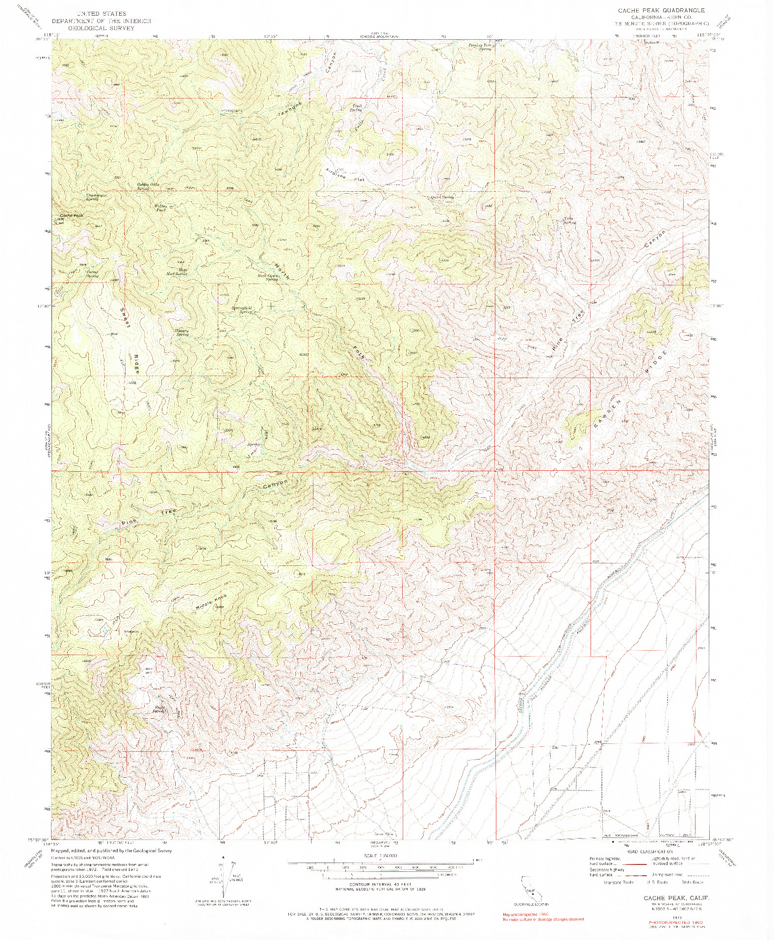 USGS 1:24000-SCALE QUADRANGLE FOR CACHE PEAK, CA 1973