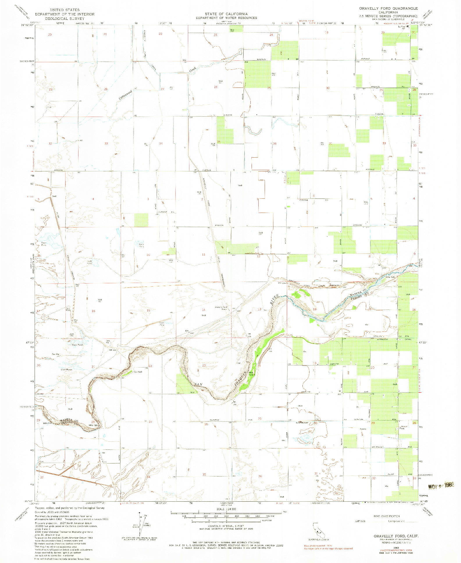 USGS 1:24000-SCALE QUADRANGLE FOR GRAVELLY FORD, CA 1963