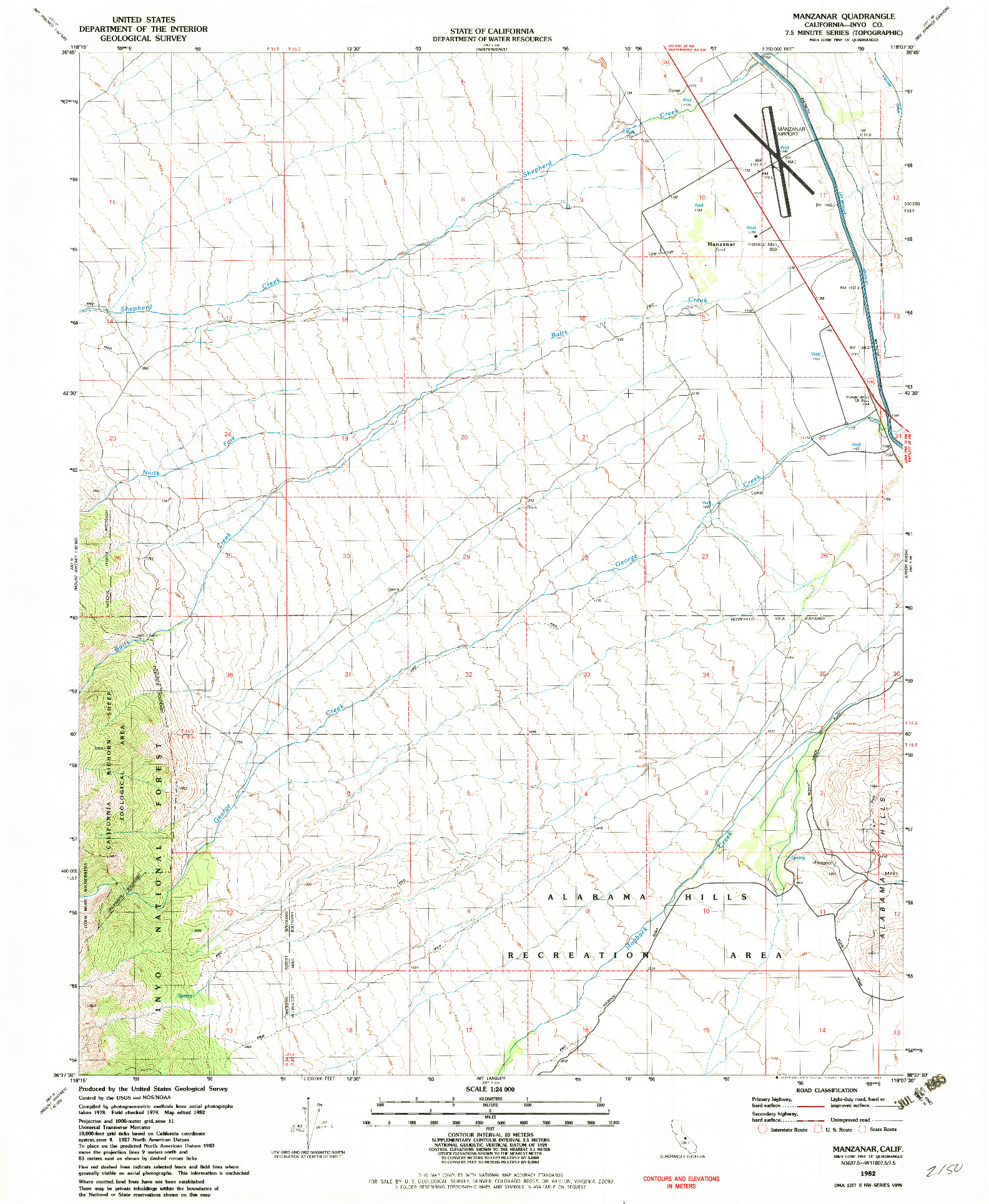USGS 1:24000-SCALE QUADRANGLE FOR MANZANAR, CA 1982