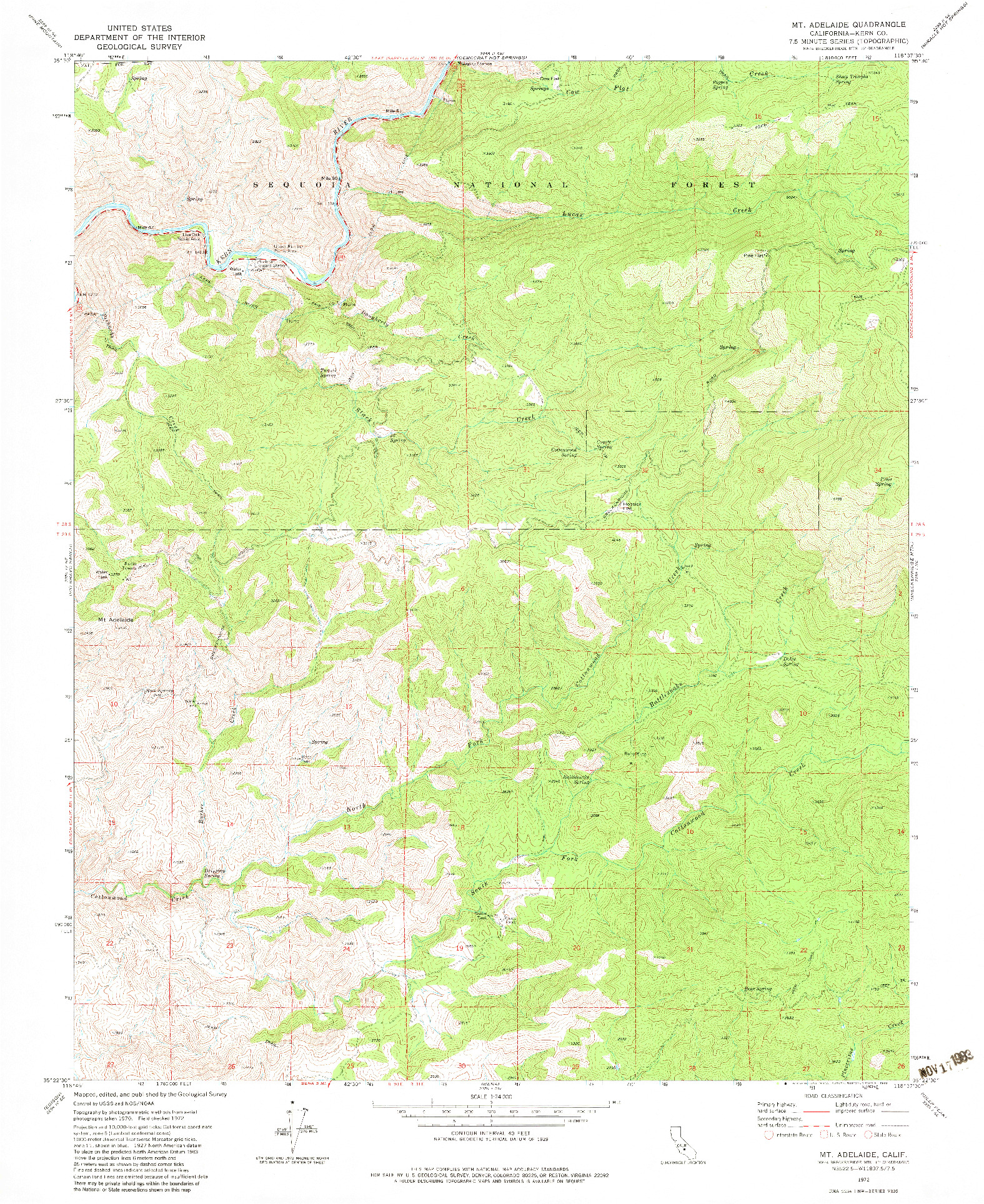 USGS 1:24000-SCALE QUADRANGLE FOR MT. ADELAIDE, CA 1972