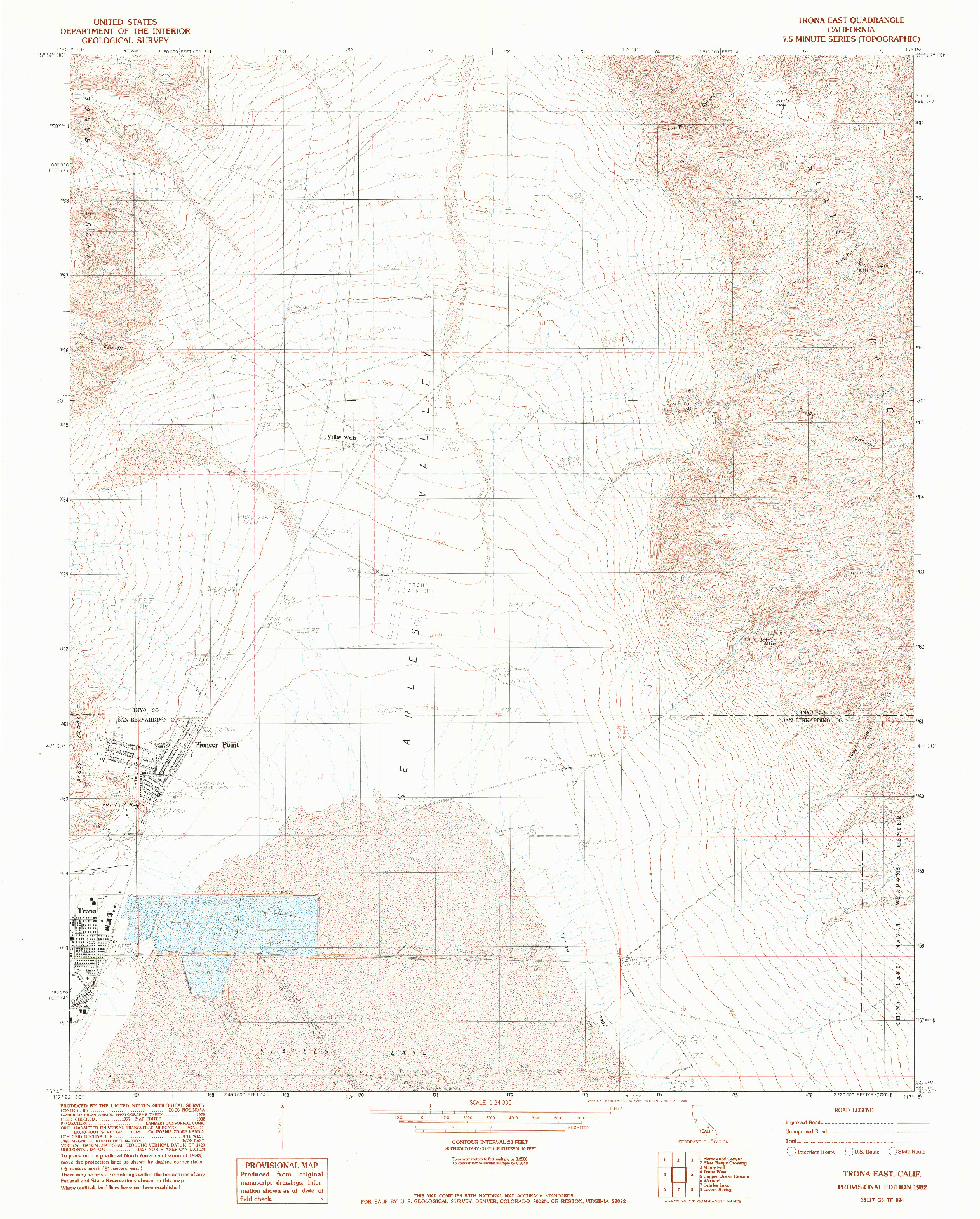 USGS 1:24000-SCALE QUADRANGLE FOR TRONA EAST, CA 1982