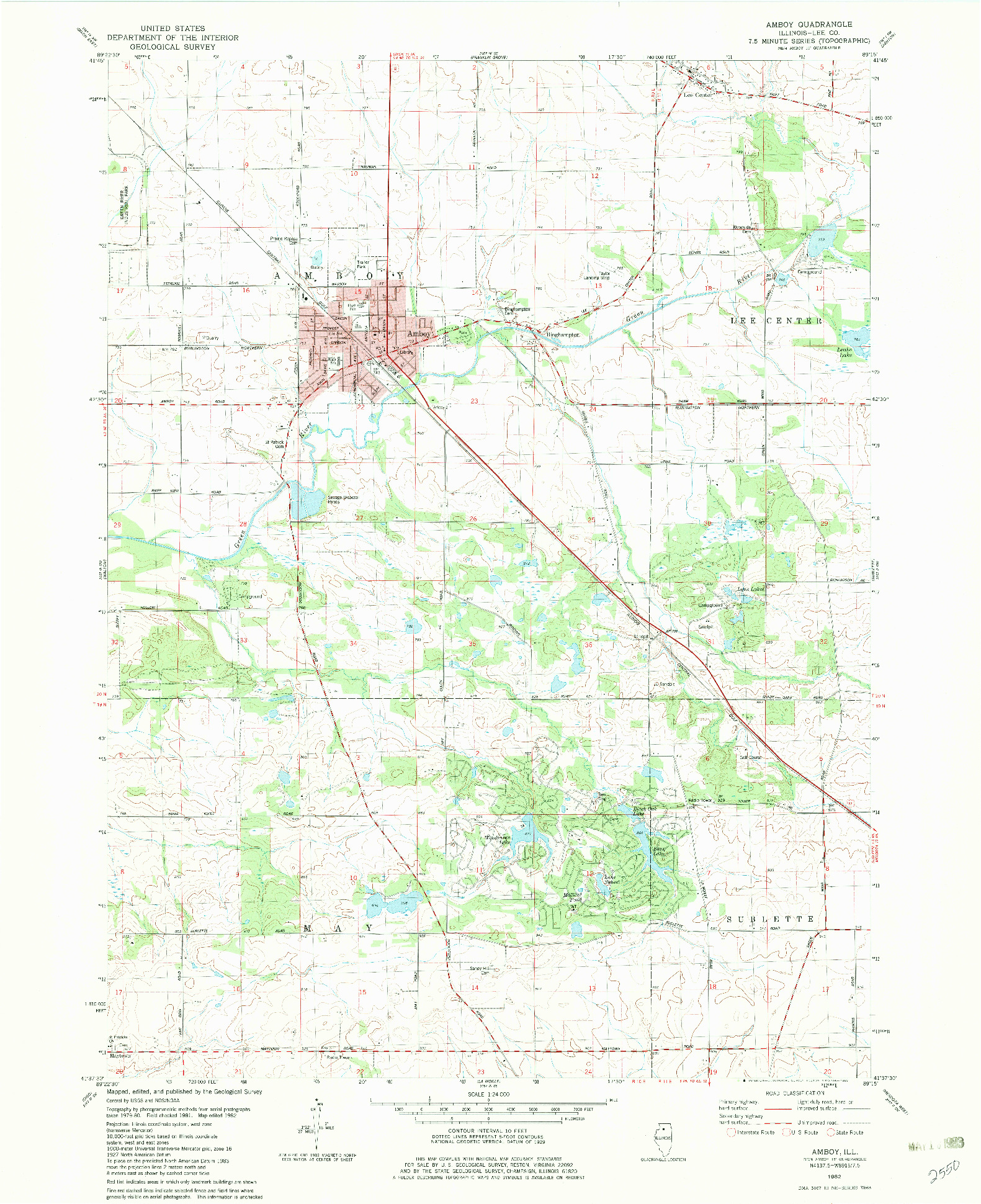 USGS 1:24000-SCALE QUADRANGLE FOR AMBOY, IL 1982