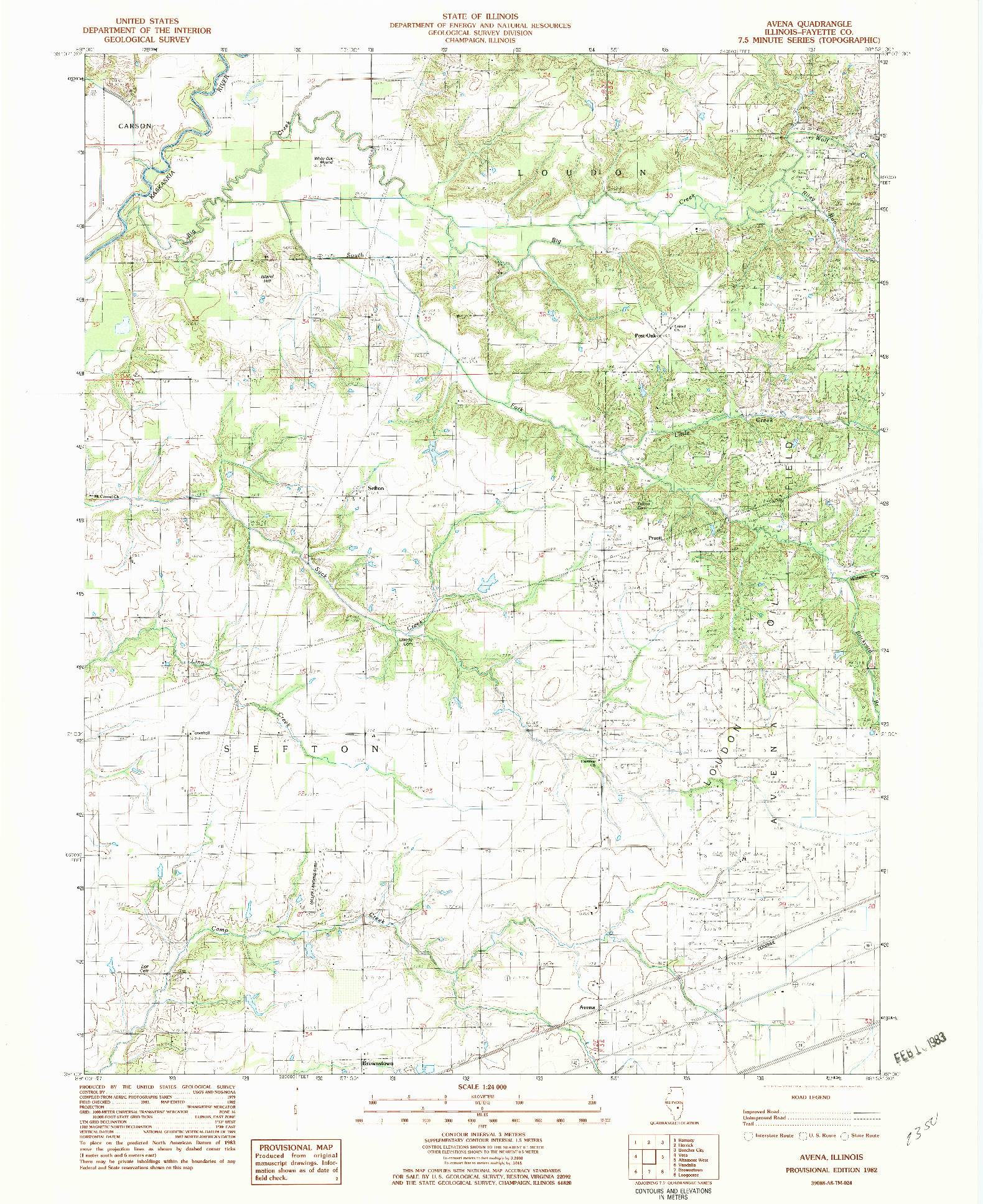 USGS 1:24000-SCALE QUADRANGLE FOR AVENA, IL 1982