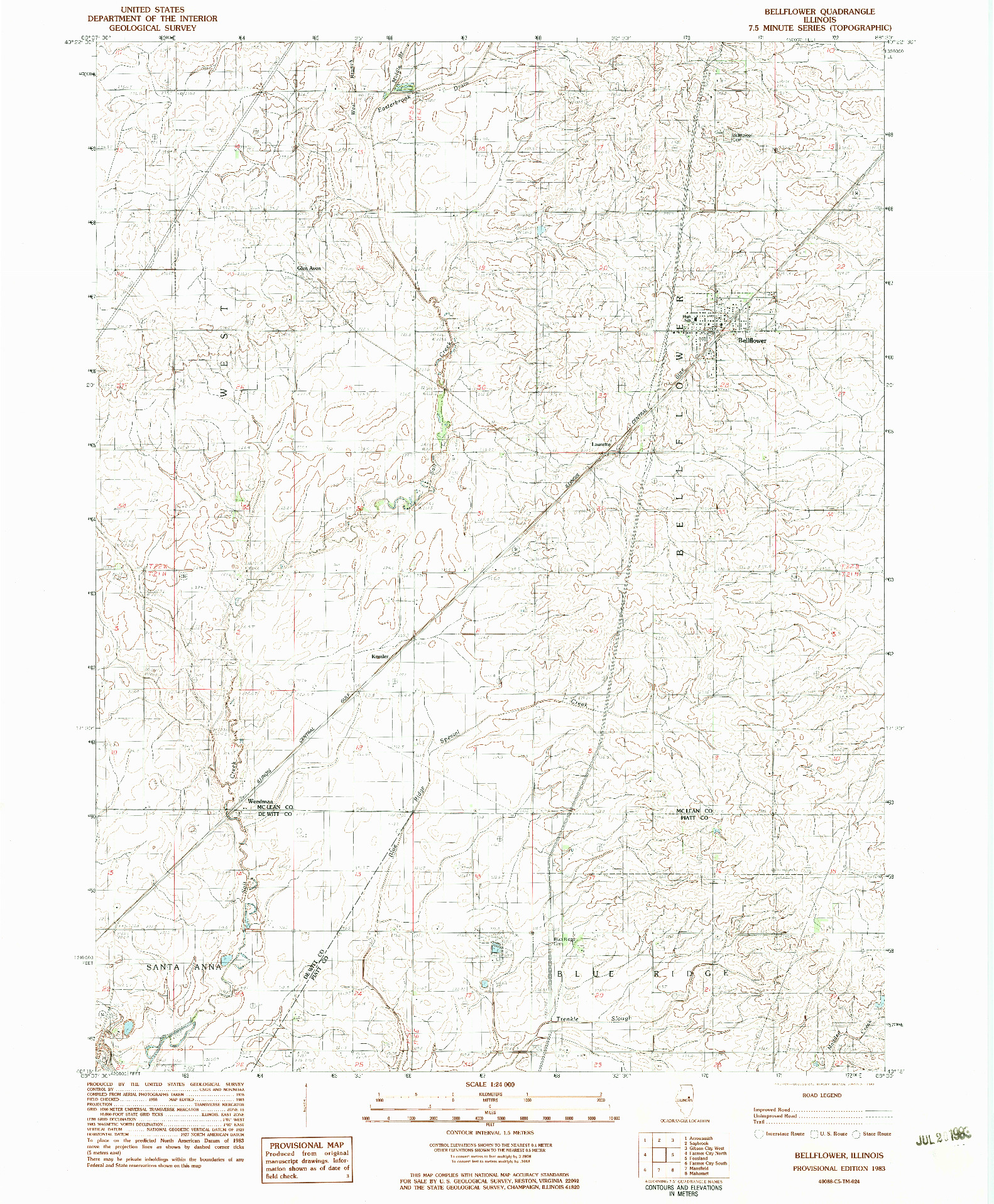 USGS 1:24000-SCALE QUADRANGLE FOR BELLFLOWER, IL 1983
