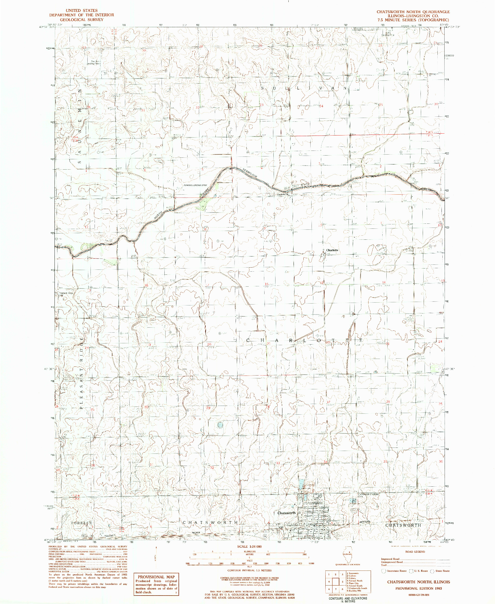 USGS 1:24000-SCALE QUADRANGLE FOR CHATSWORTH NORTH, IL 1983