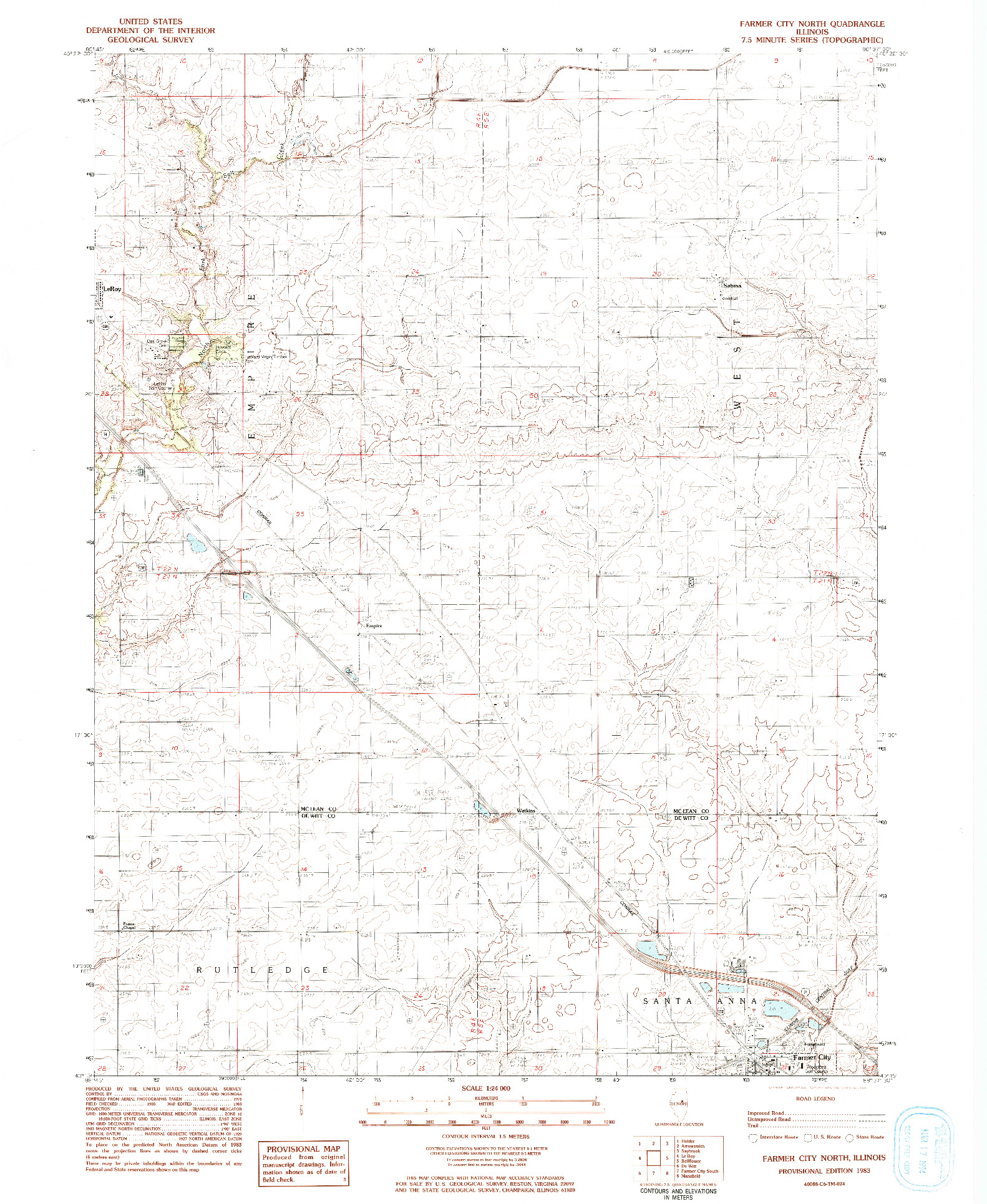 USGS 1:24000-SCALE QUADRANGLE FOR FARMER CITY NORTH, IL 1983