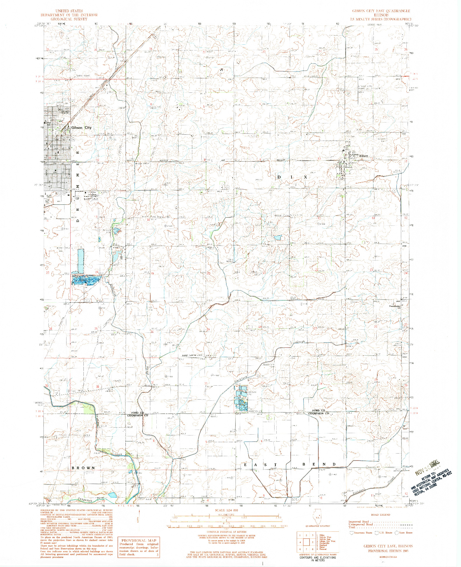 USGS 1:24000-SCALE QUADRANGLE FOR GIBSON CITY EAST, IL 1983