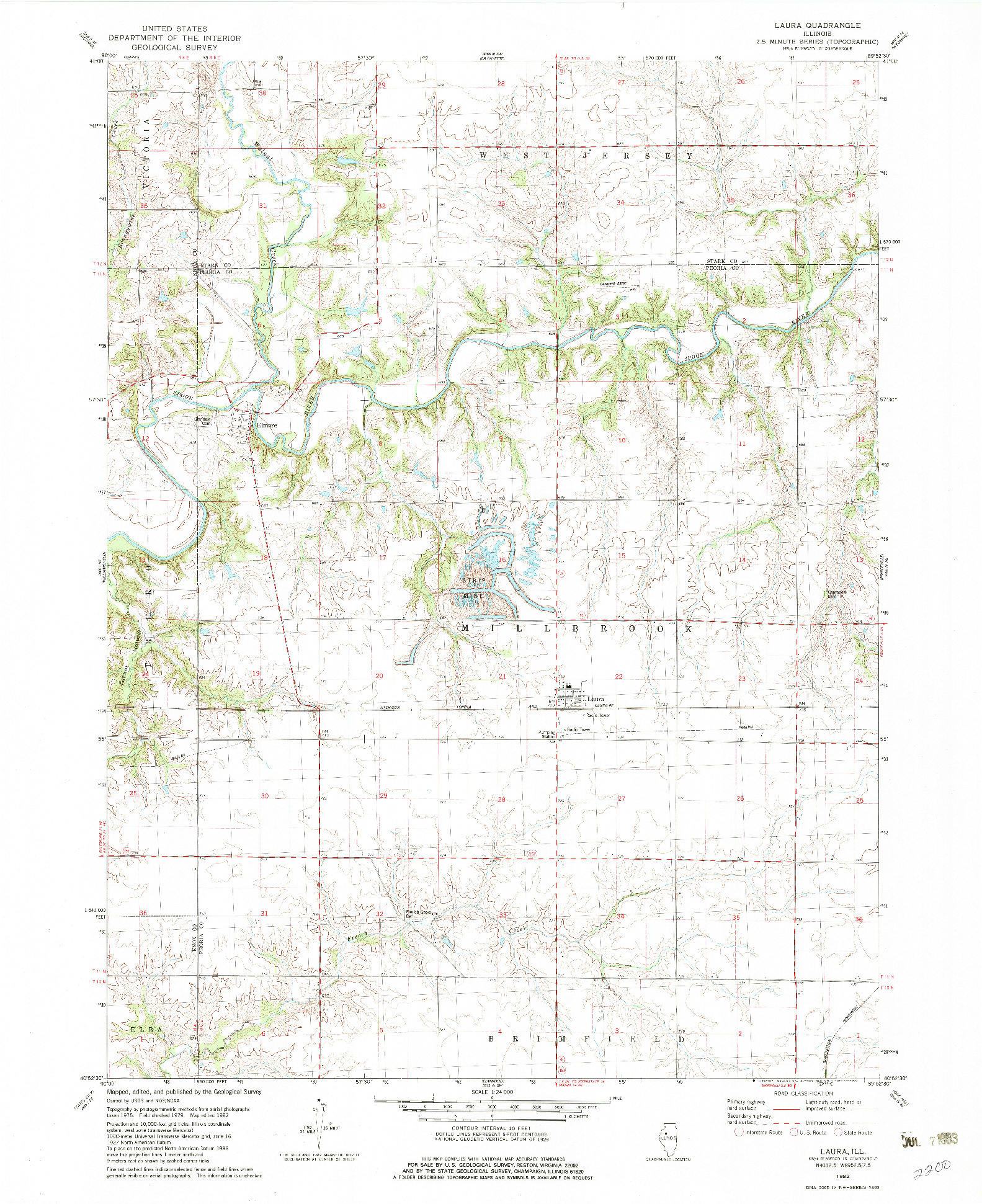 USGS 1:24000-SCALE QUADRANGLE FOR LAURA, IL 1982