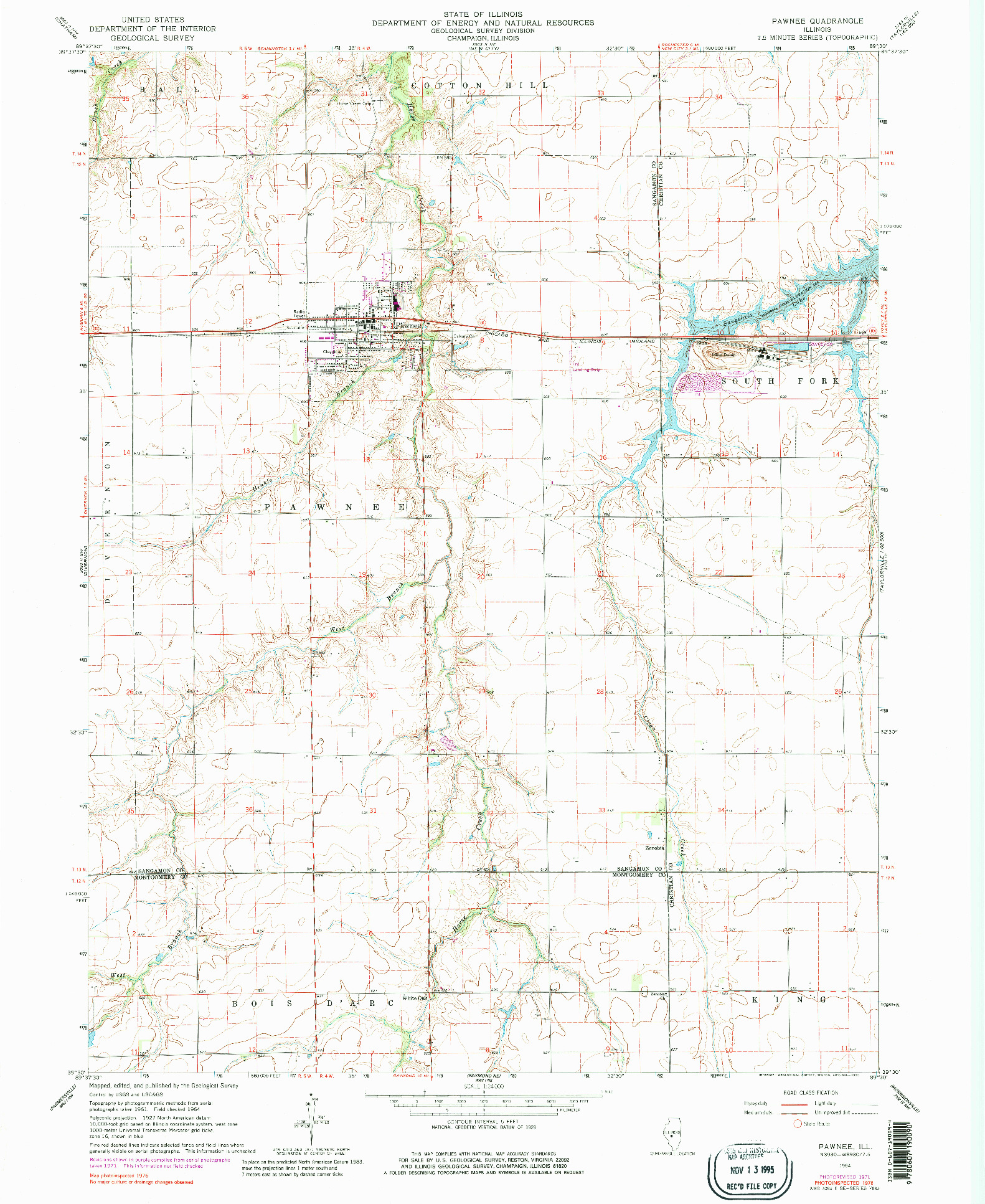 USGS 1:24000-SCALE QUADRANGLE FOR PAWNEE, IL 1964