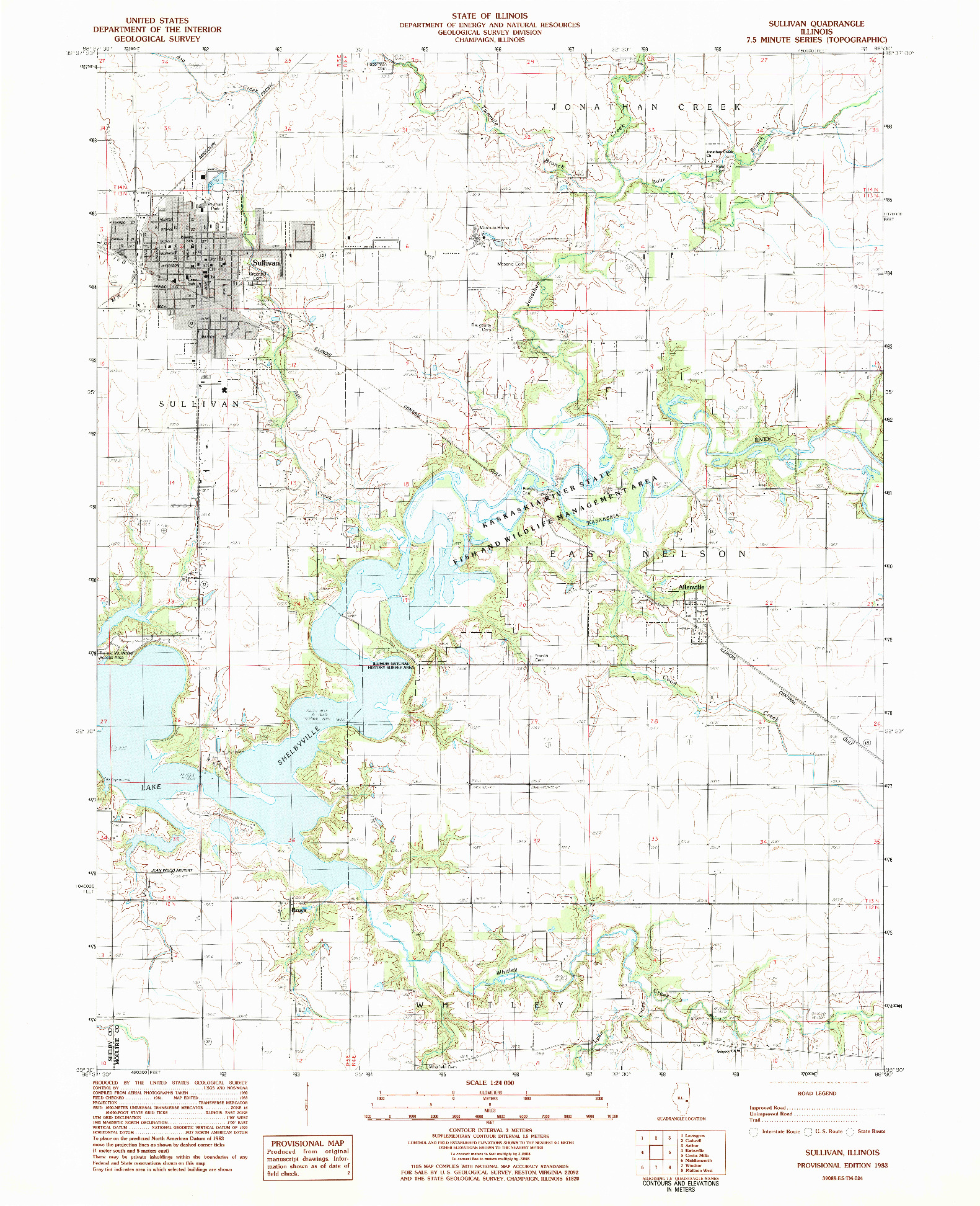 USGS 1:24000-SCALE QUADRANGLE FOR SULLIVAN, IL 1983