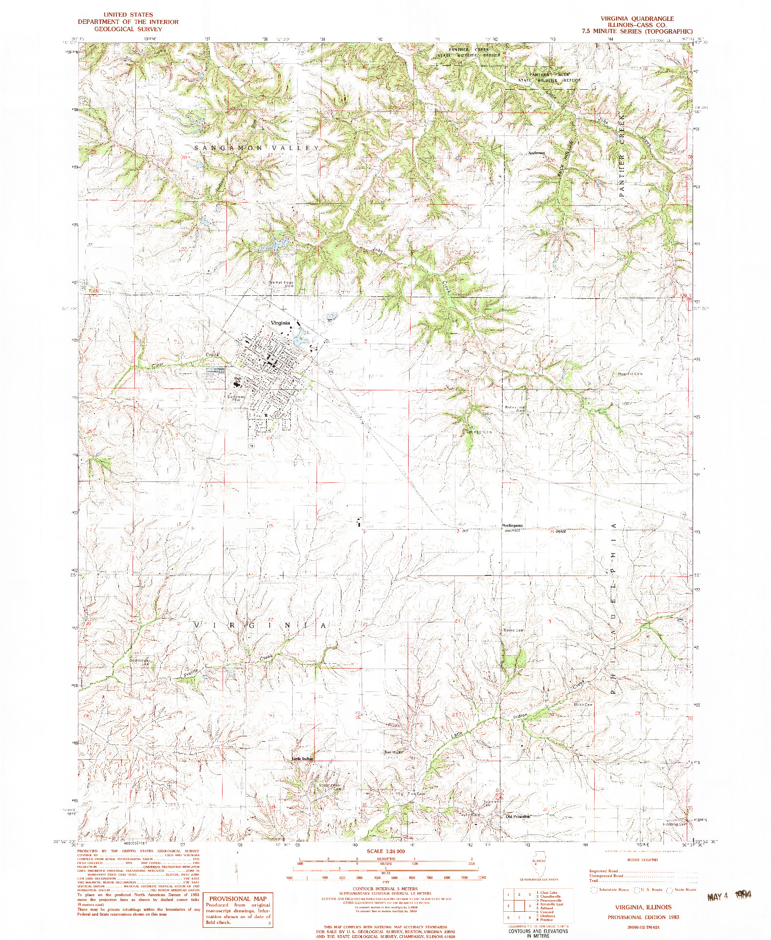 USGS 1:24000-SCALE QUADRANGLE FOR VIRGINIA, IL 1983