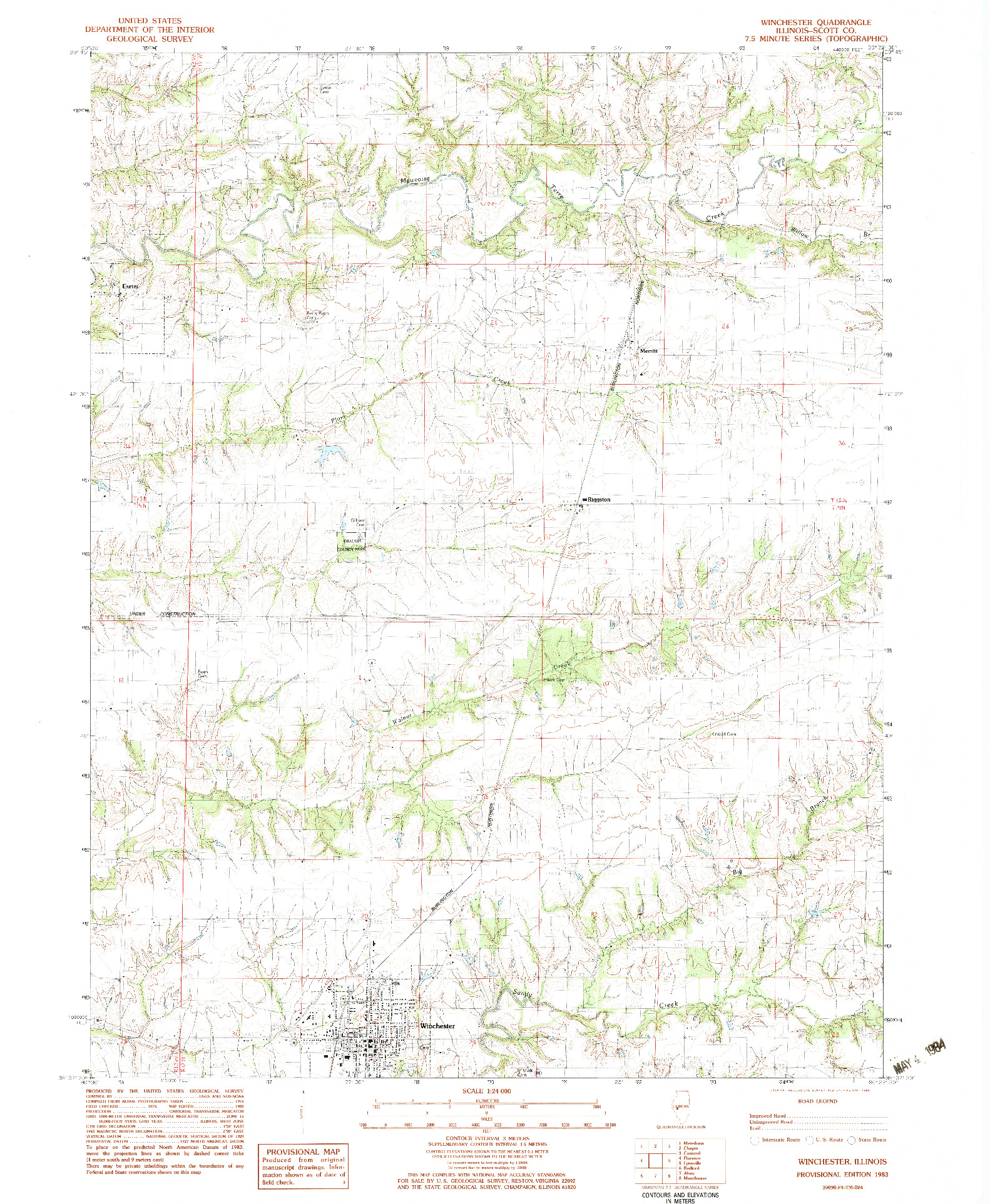 USGS 1:24000-SCALE QUADRANGLE FOR WINCHESTER, IL 1983