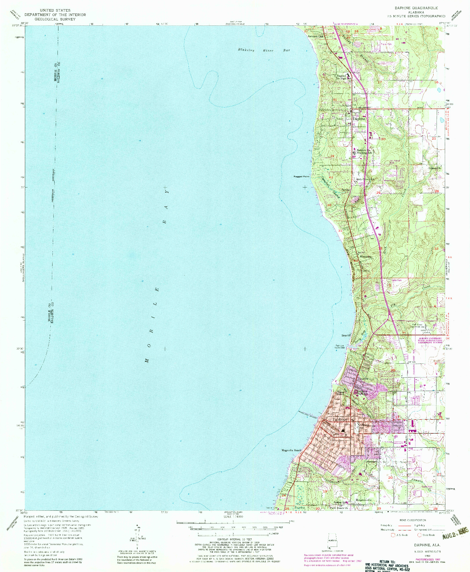 USGS 1:24000-SCALE QUADRANGLE FOR DAPHNE, AL 1953