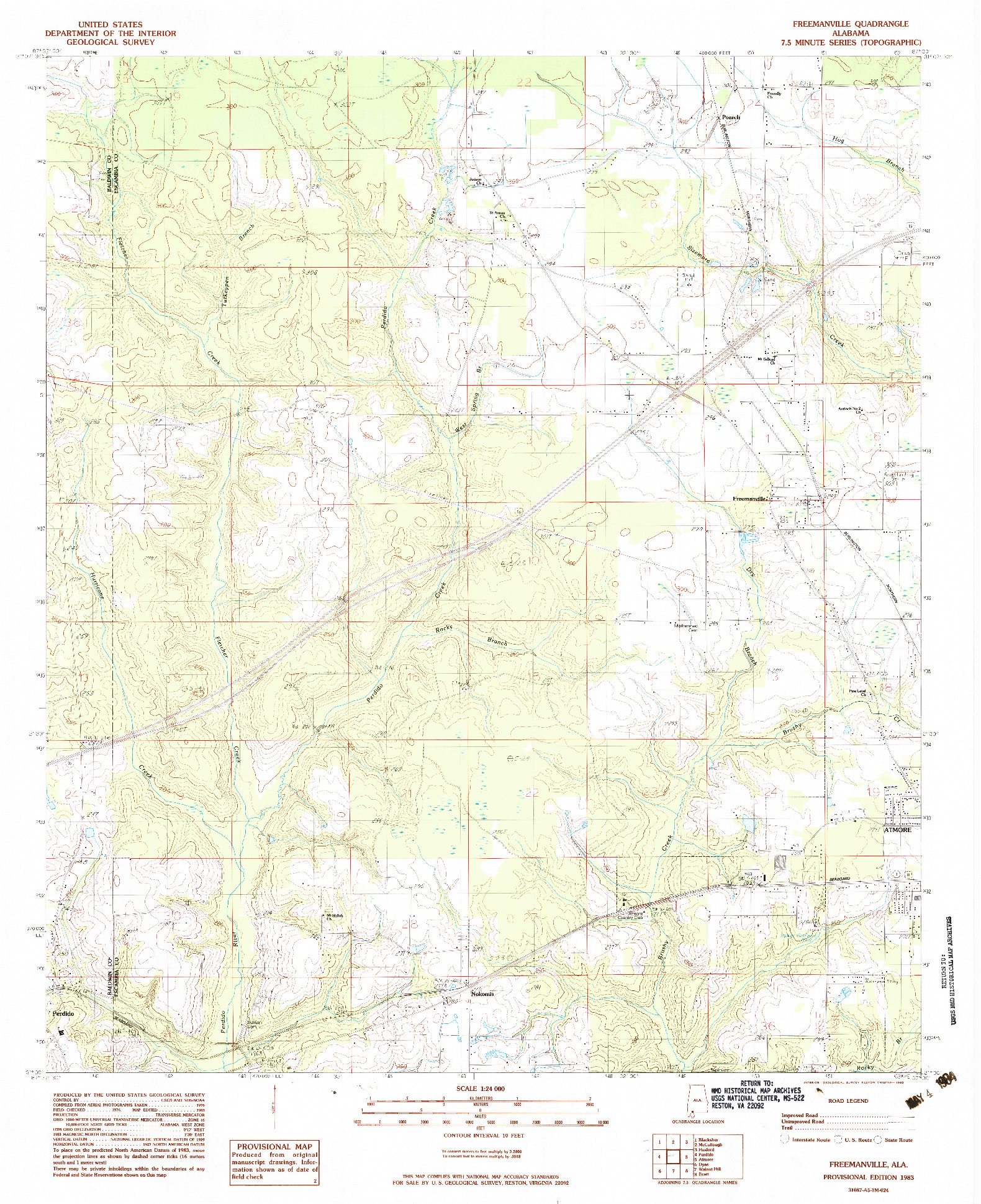 USGS 1:24000-SCALE QUADRANGLE FOR FREEMANVILLE, AL 1983