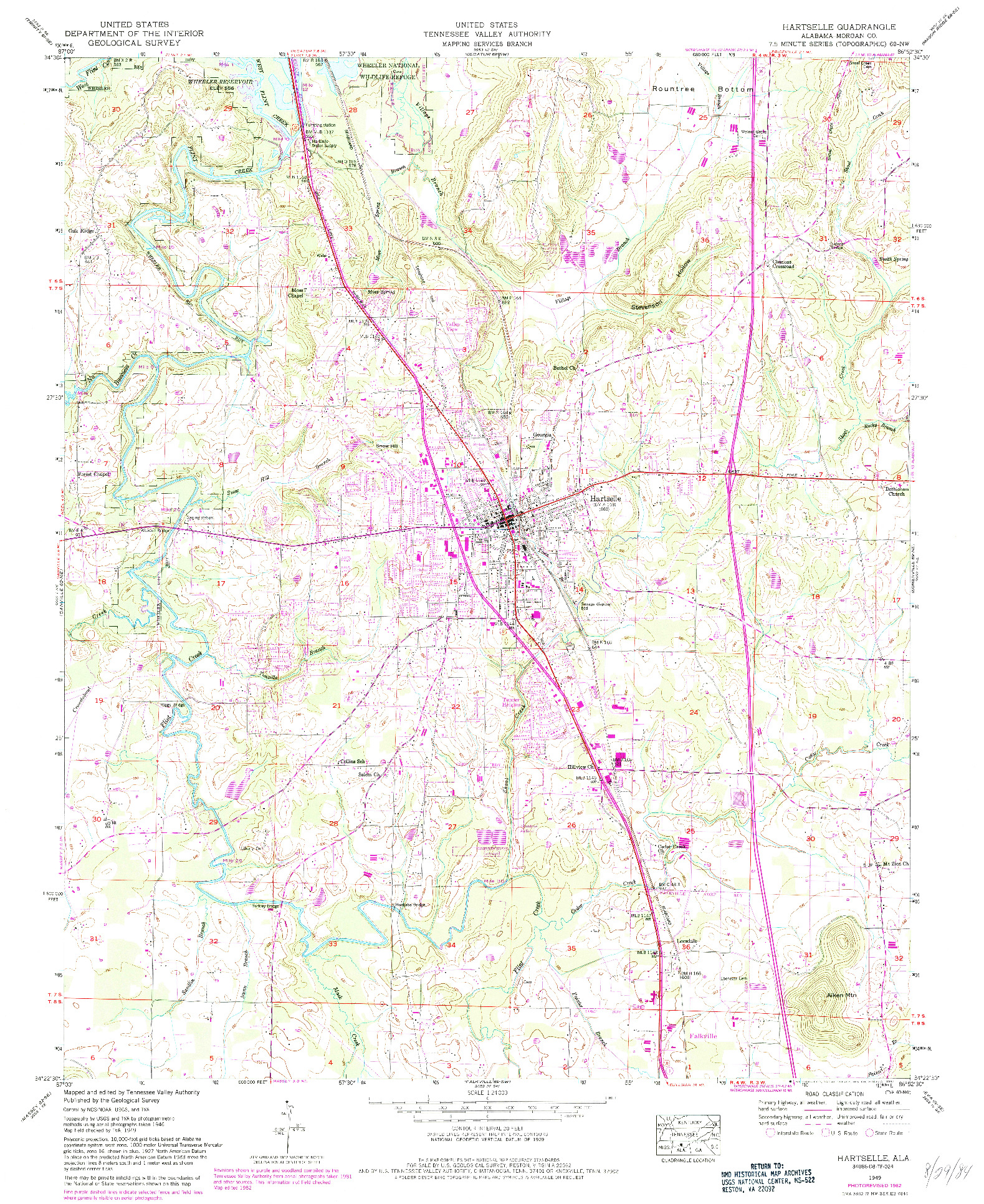 USGS 1:24000-SCALE QUADRANGLE FOR HARTSELLE, AL 1949