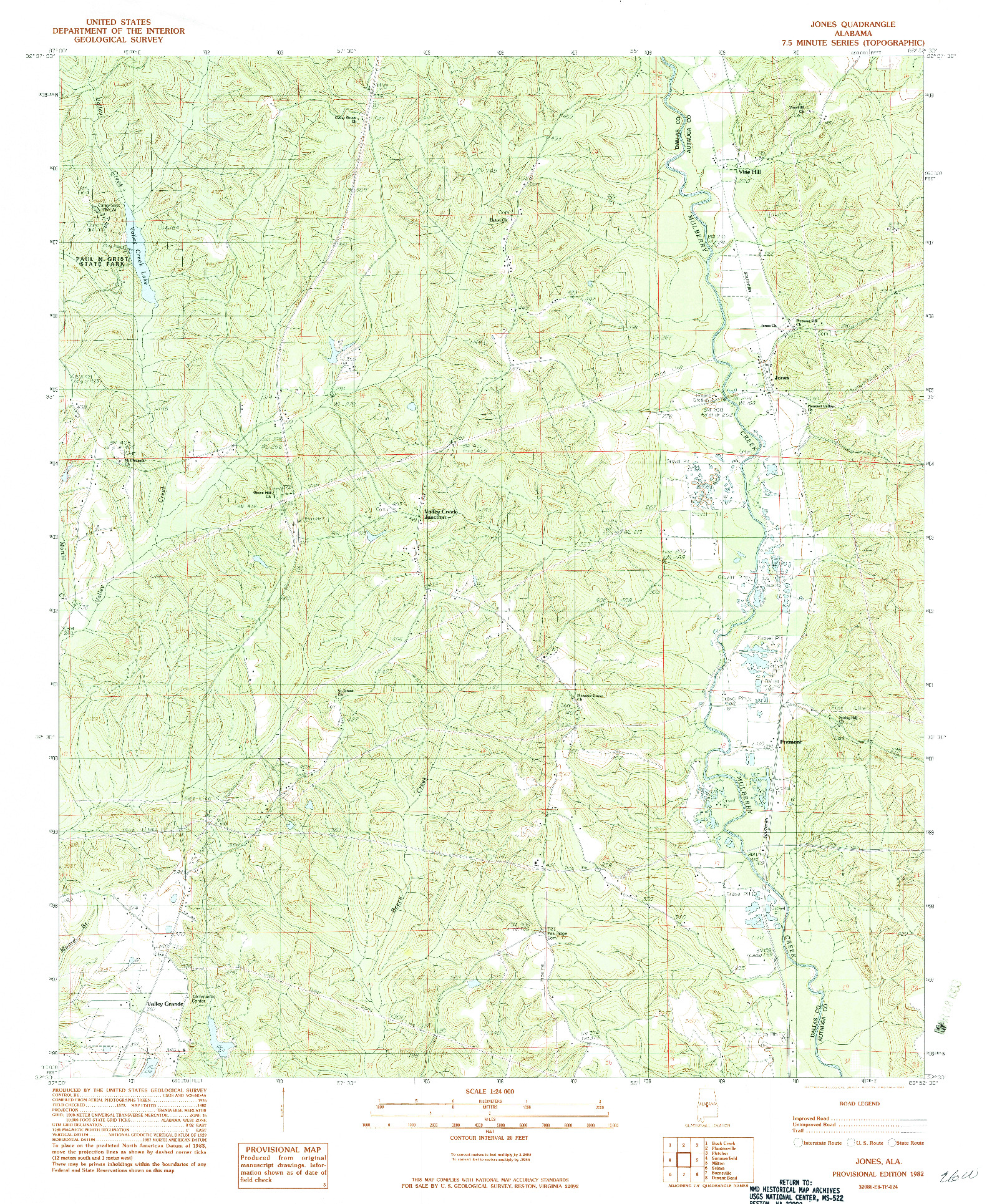 USGS 1:24000-SCALE QUADRANGLE FOR JONES, AL 1982