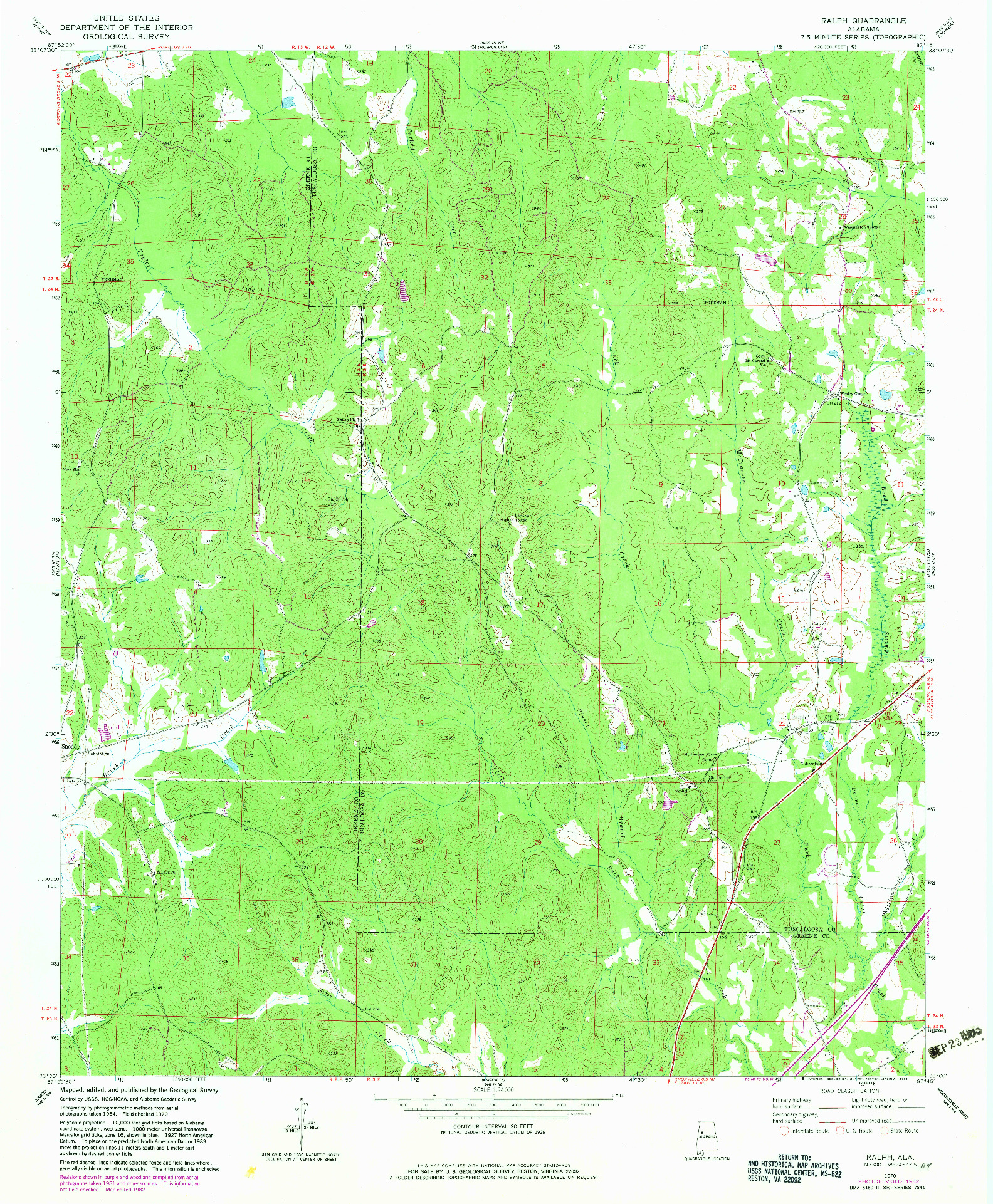 USGS 1:24000-SCALE QUADRANGLE FOR RALPH, AL 1970