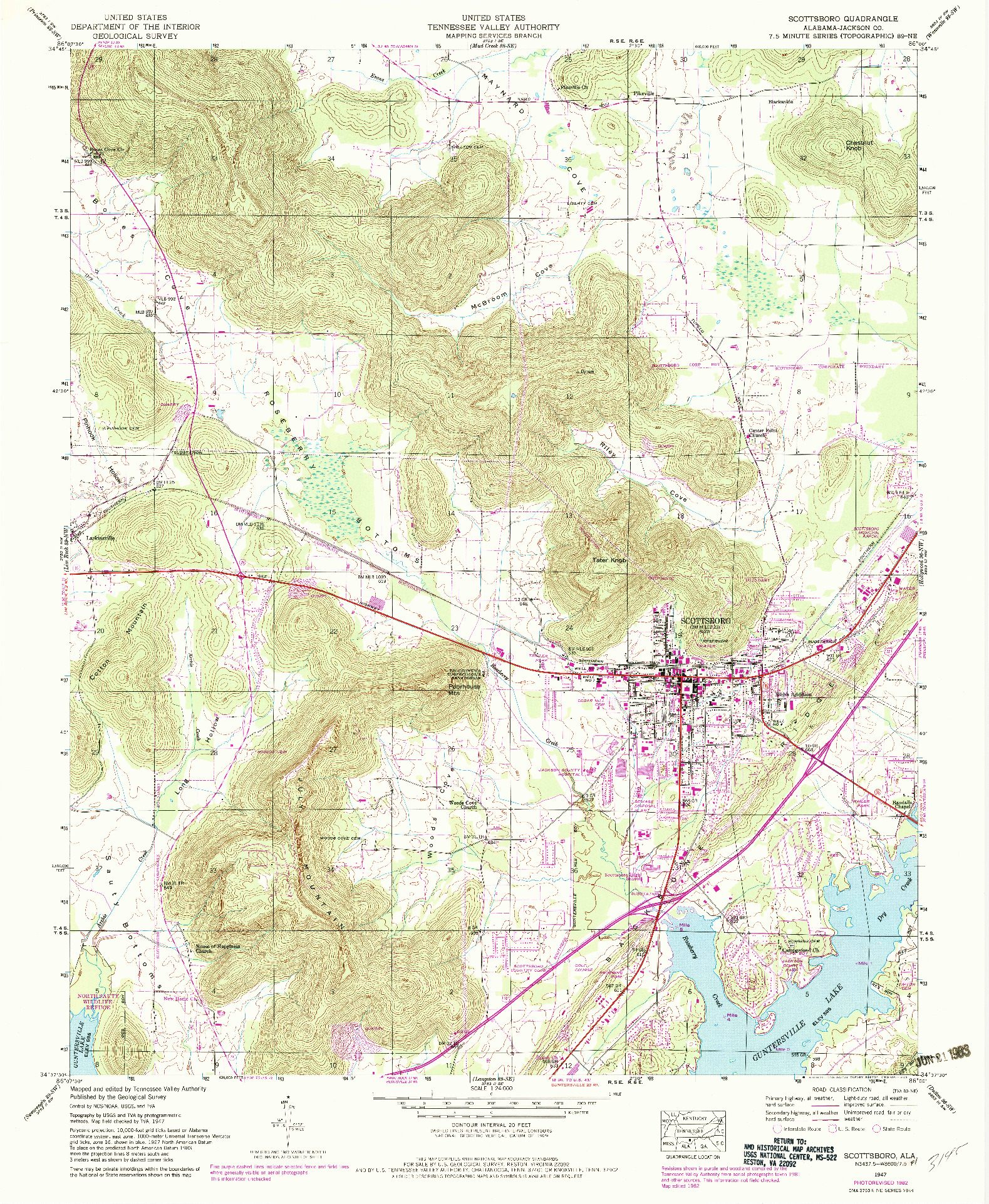 USGS 1:24000-SCALE QUADRANGLE FOR SCOTTSBORO, AL 1947