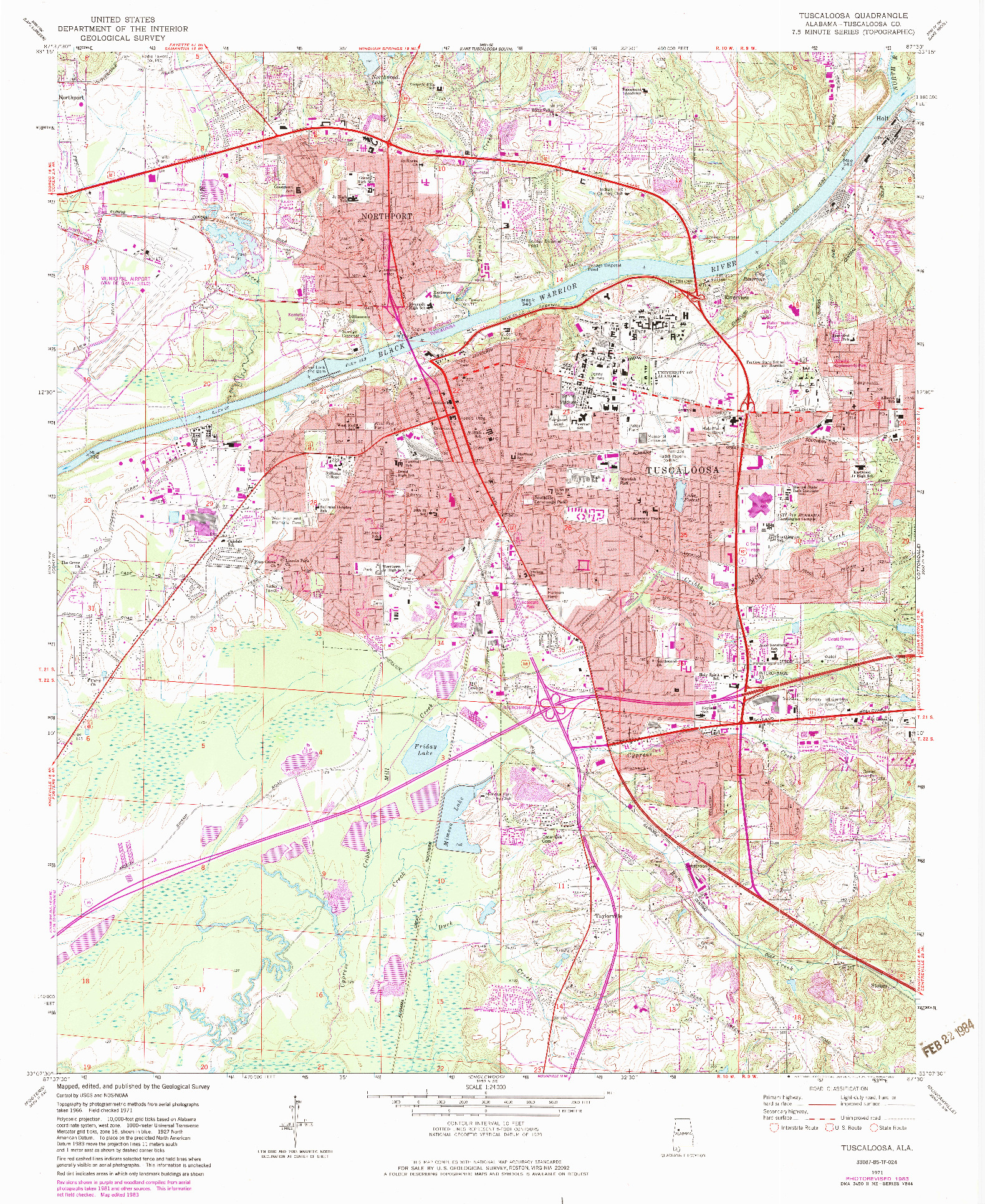 USGS 1:24000-SCALE QUADRANGLE FOR TUSCALOOSA, AL 1971