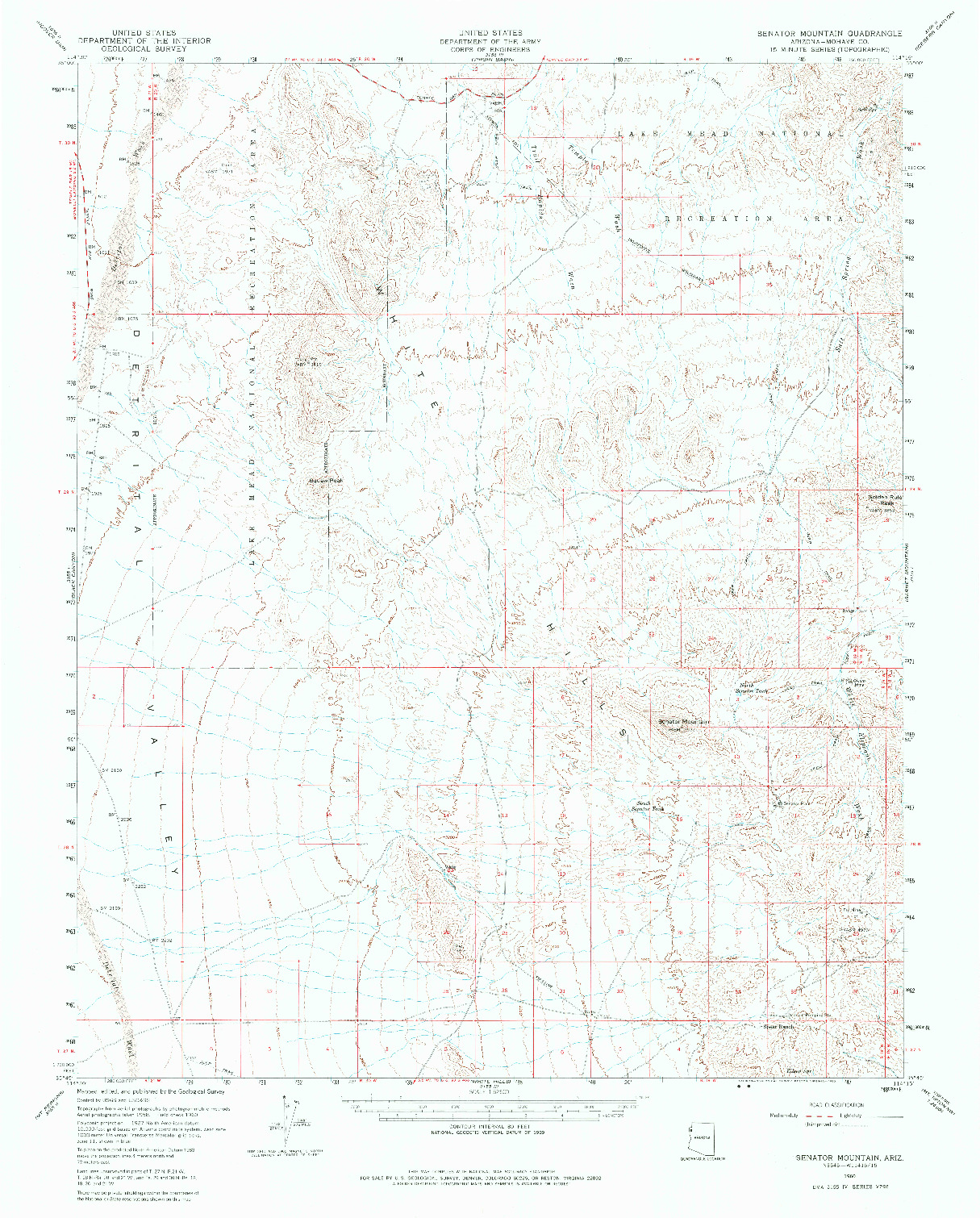 USGS 1:62500-SCALE QUADRANGLE FOR SENATOR MOUNTAIN, AZ 1960
