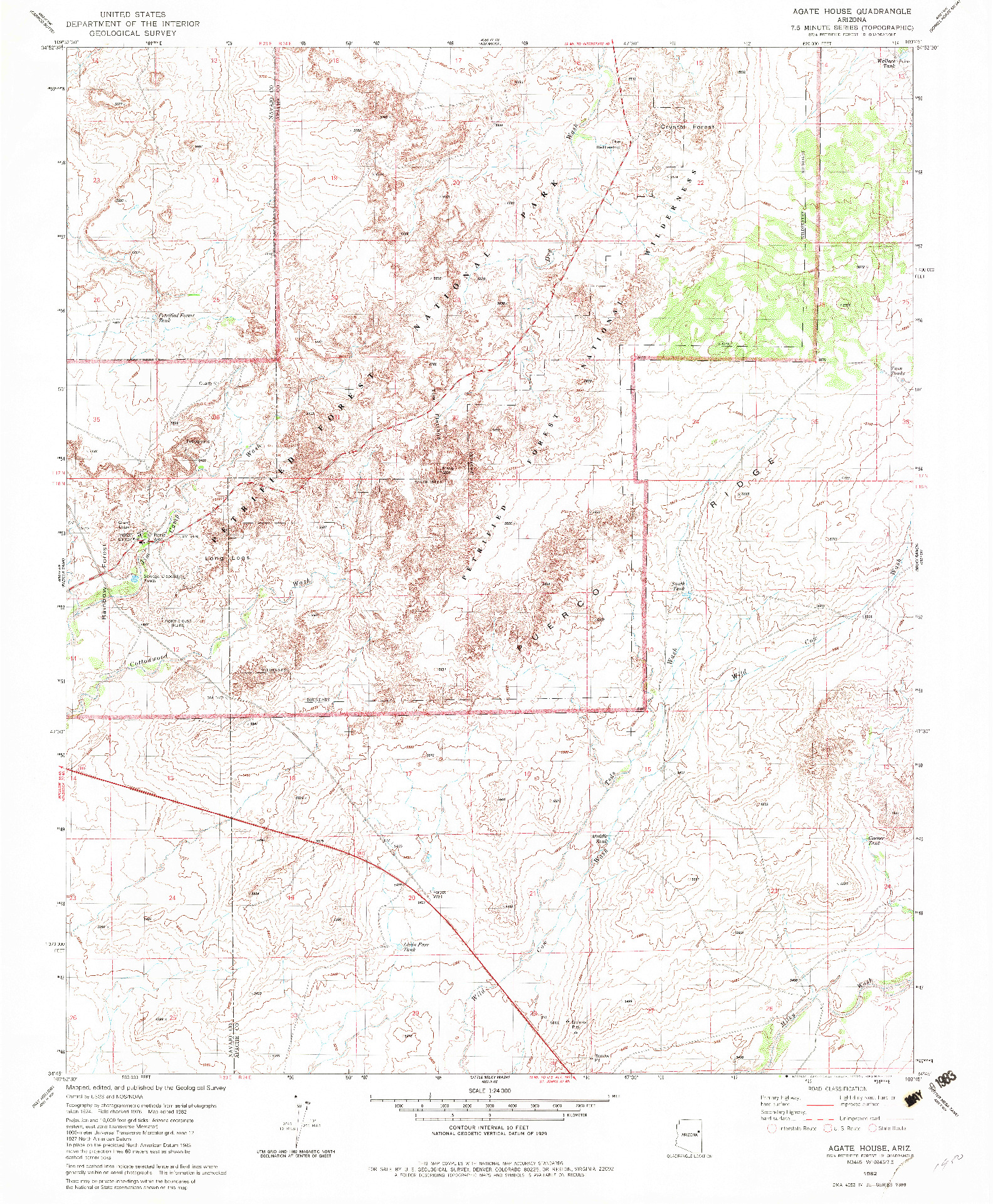 USGS 1:24000-SCALE QUADRANGLE FOR AGATE HOUSE, AZ 1982