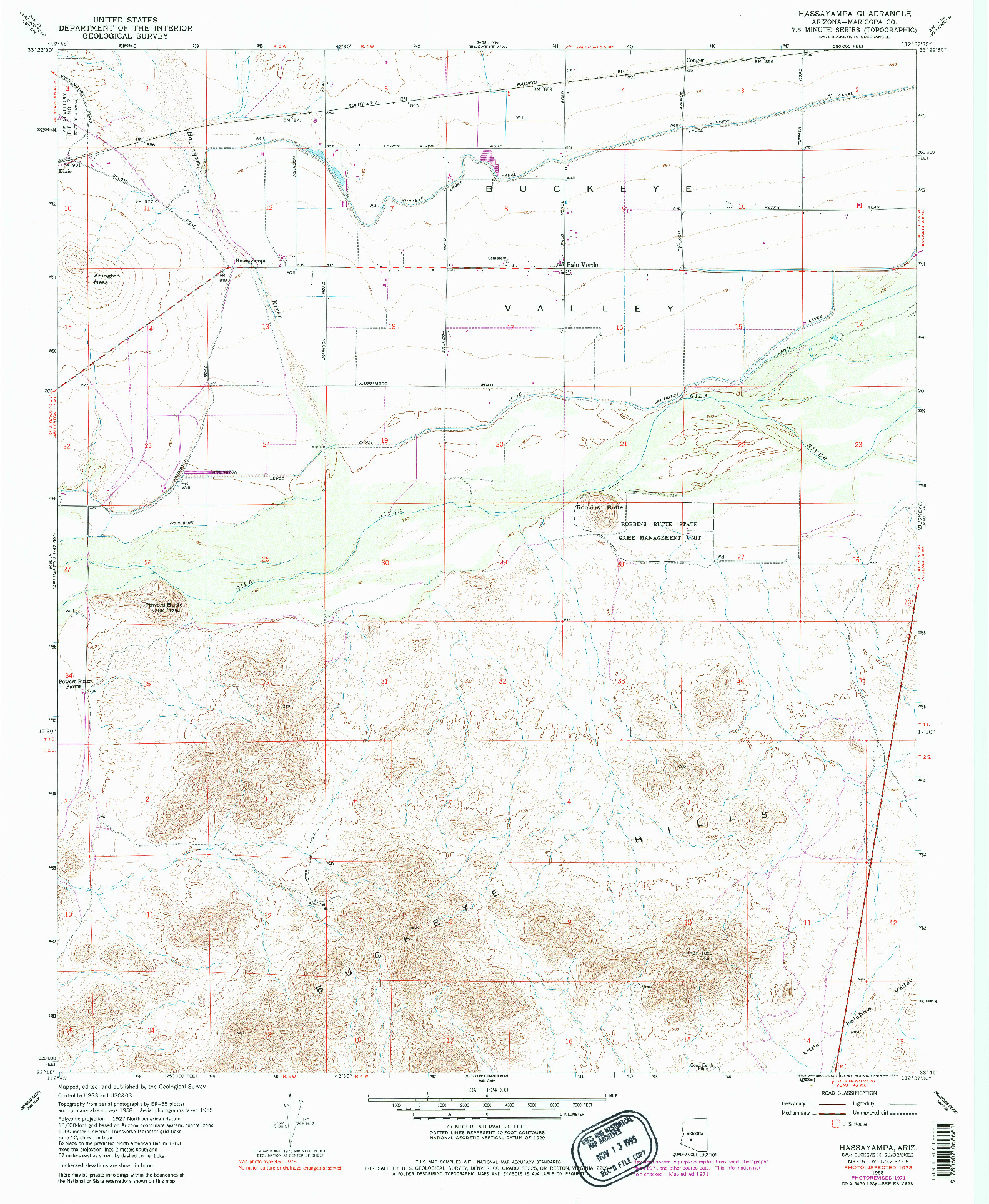 USGS 1:24000-SCALE QUADRANGLE FOR HASSAYAMPA, AZ 1958