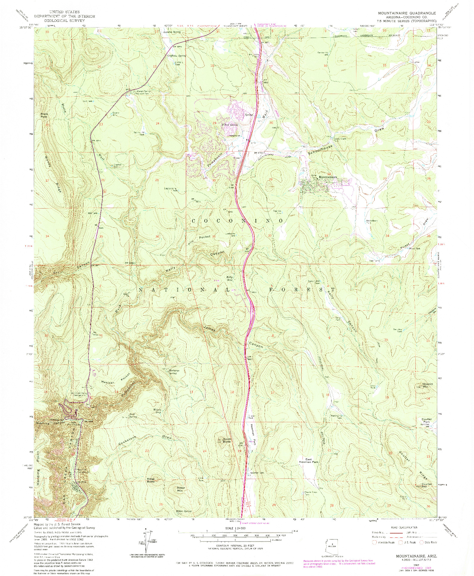 USGS 1:24000-SCALE QUADRANGLE FOR MOUNTAINAIRE, AZ 1962