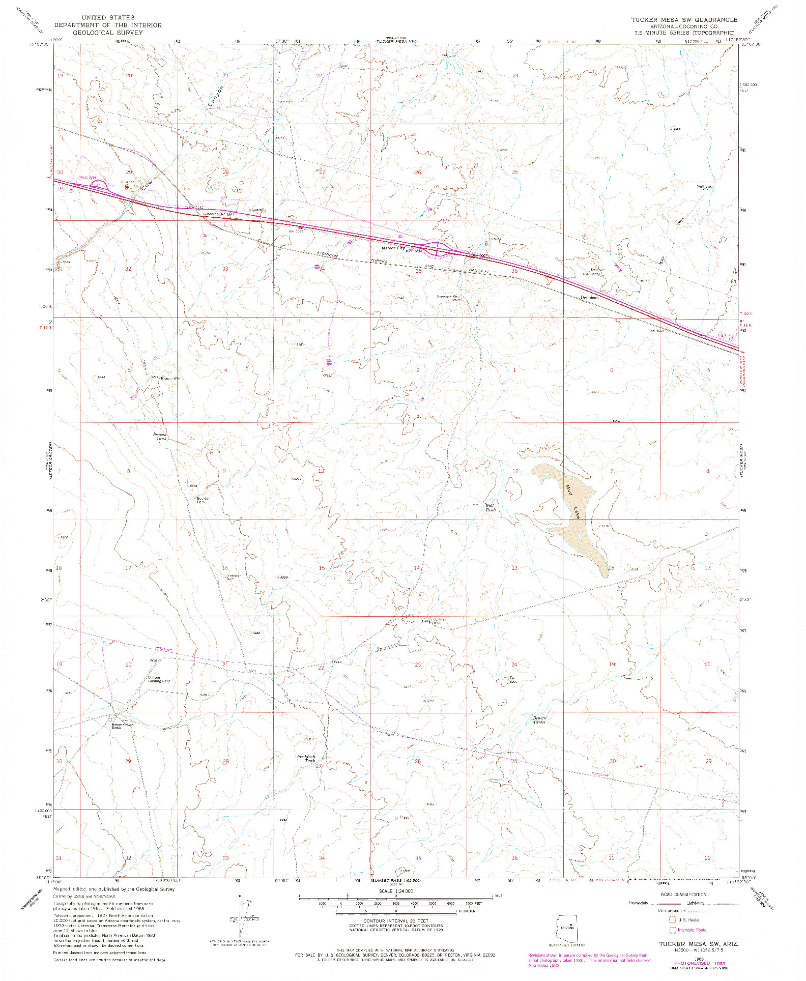 USGS 1:24000-SCALE QUADRANGLE FOR TUCKER MESA SW, AZ 1968