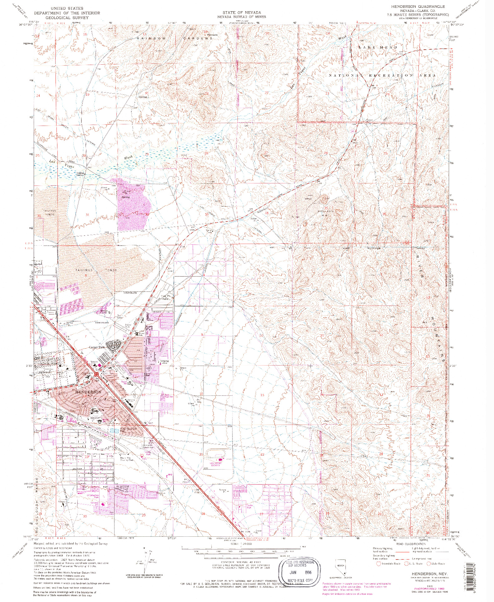 USGS 1:24000-SCALE QUADRANGLE FOR HENDERSON, NV 1970