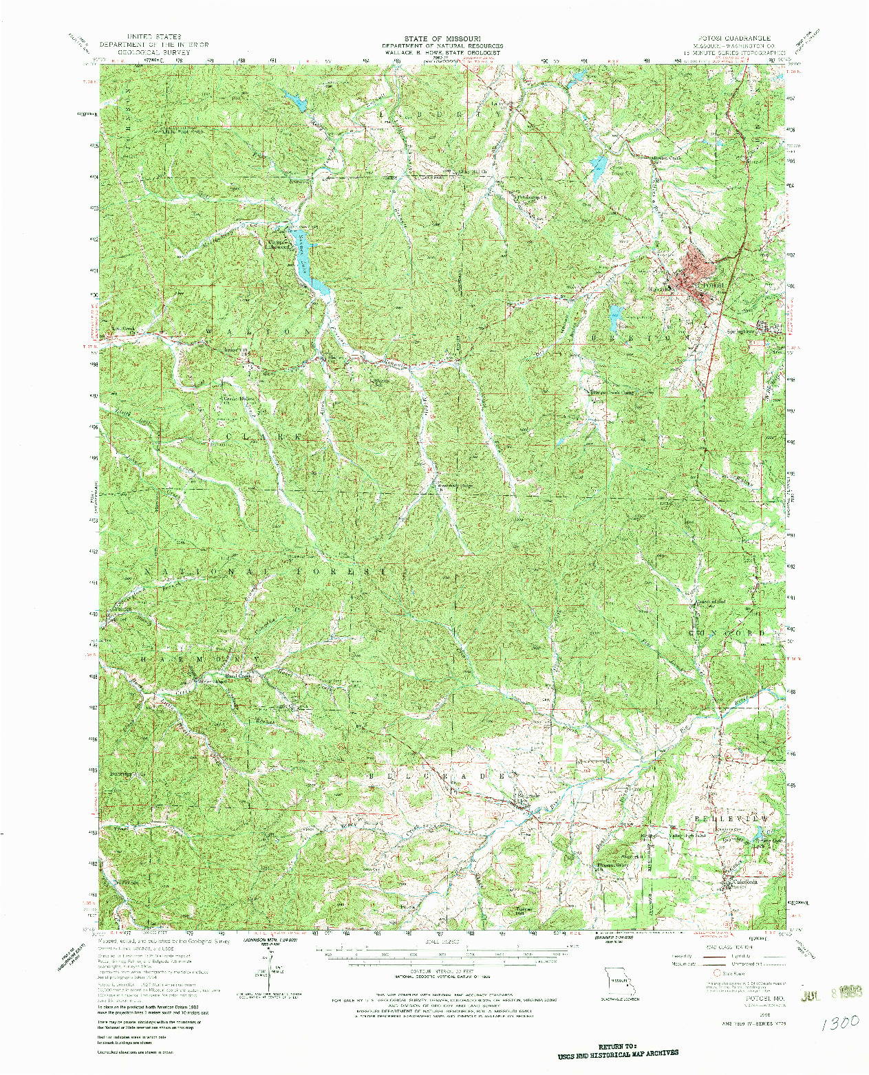 USGS 1:62500-SCALE QUADRANGLE FOR POTOSI, MO 1958