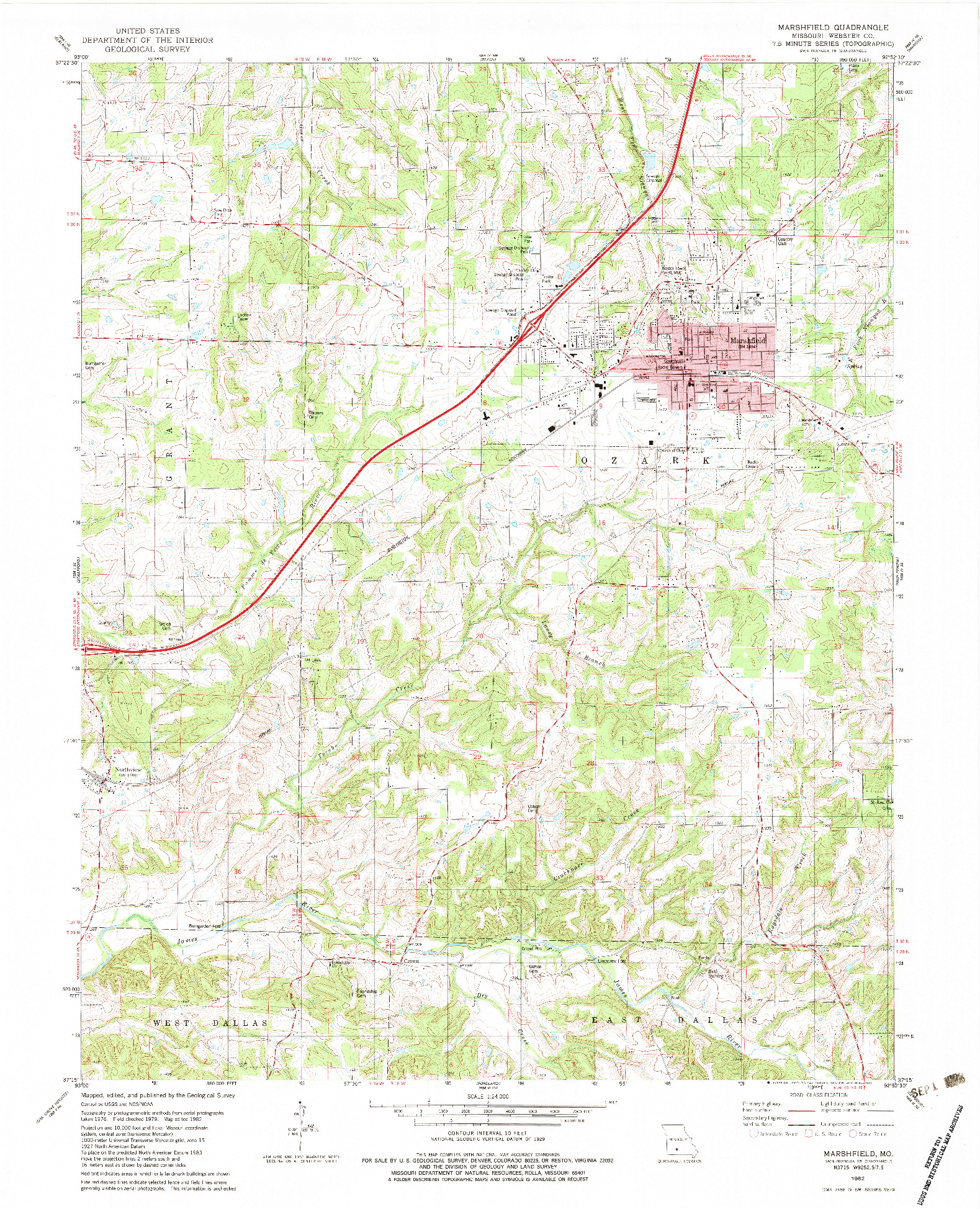 USGS 1:24000-SCALE QUADRANGLE FOR MARSHFIELD, MO 1982
