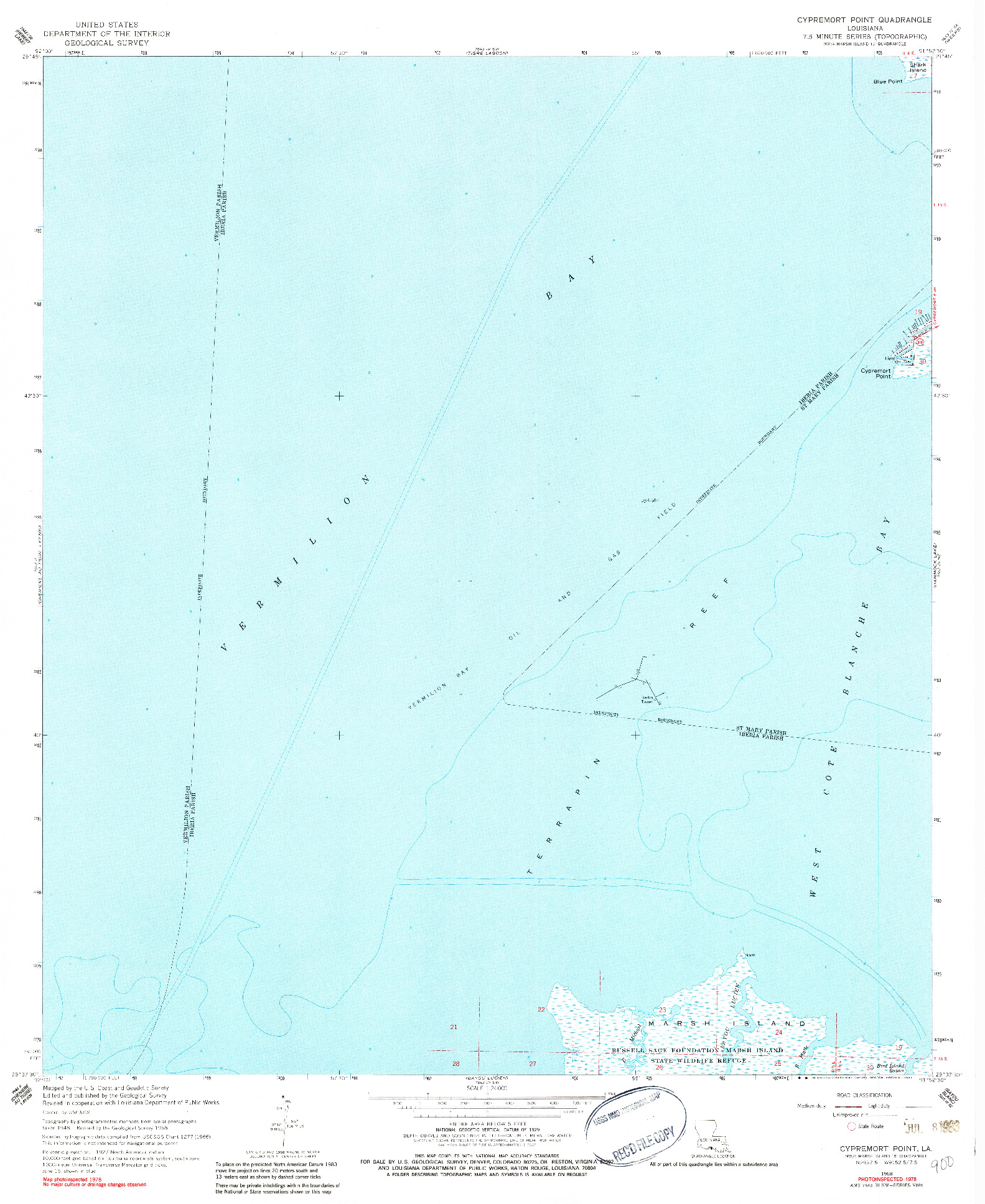USGS 1:24000-SCALE QUADRANGLE FOR CYPREMORT POINT, LA 1968