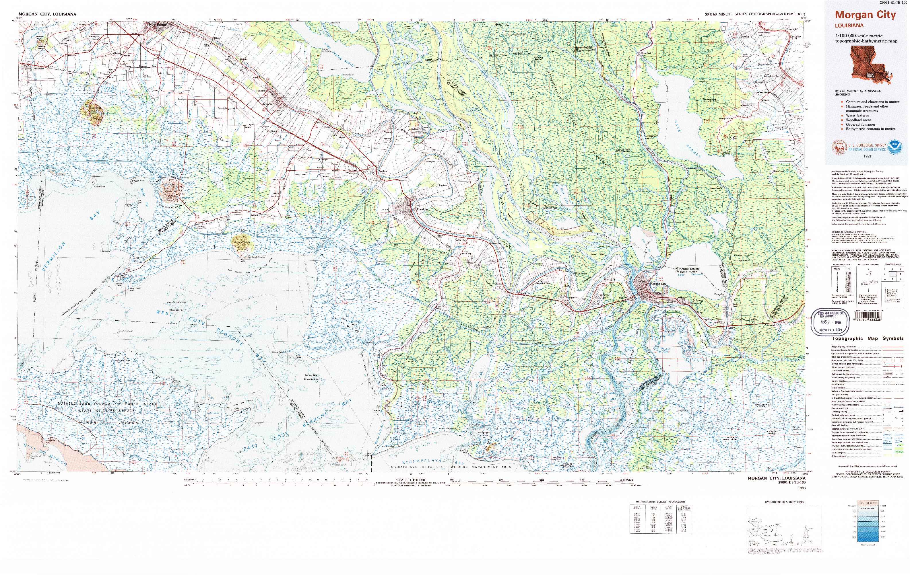 USGS 1:100000-SCALE QUADRANGLE FOR MORGAN CITY, LA 1983