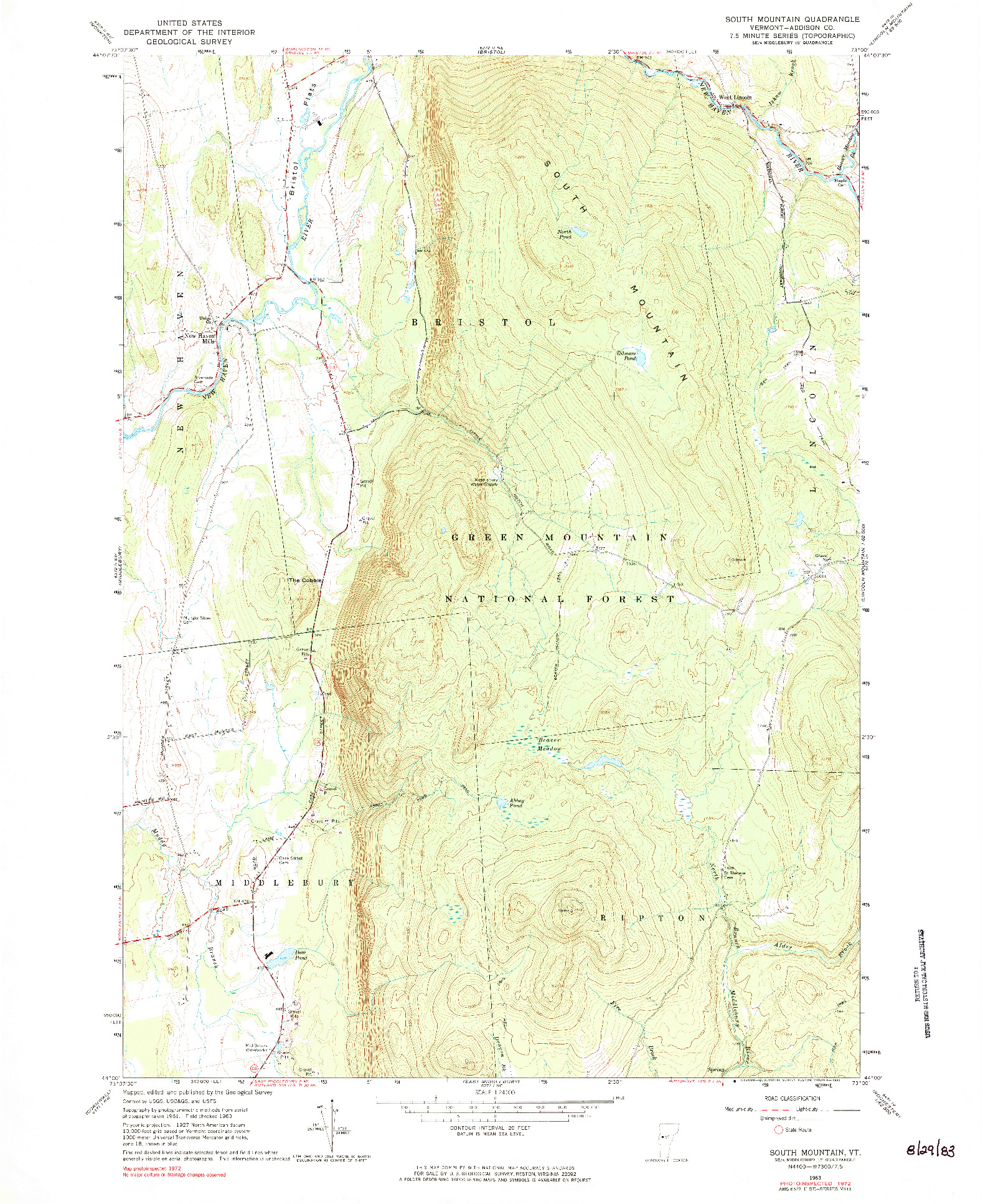 USGS 1:24000-SCALE QUADRANGLE FOR SOUTH MOUNTAIN, VT 1963