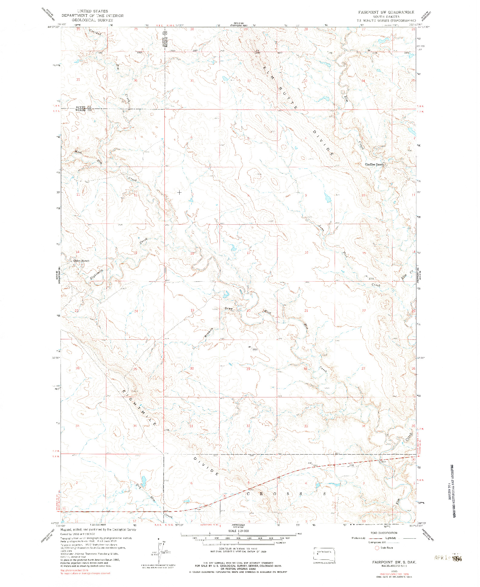 USGS 1:24000-SCALE QUADRANGLE FOR FAIRPOINT SW, SD 1959
