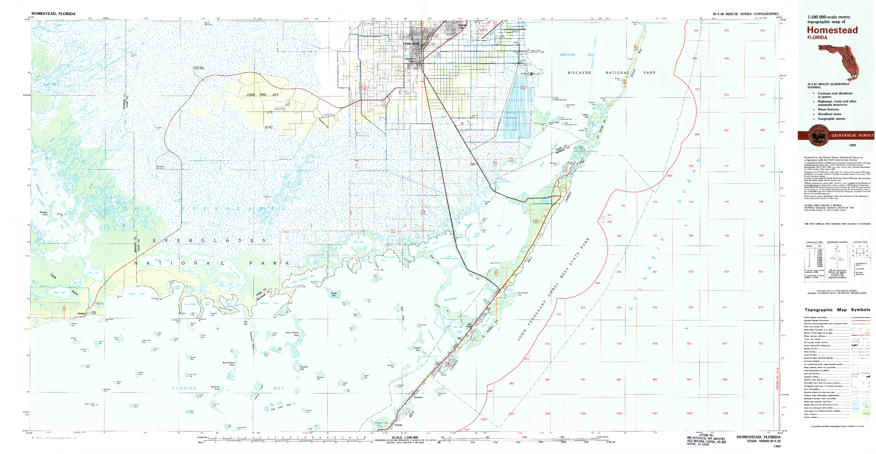 USGS 1:100000-SCALE QUADRANGLE FOR HOMESTEAD, FL 1982