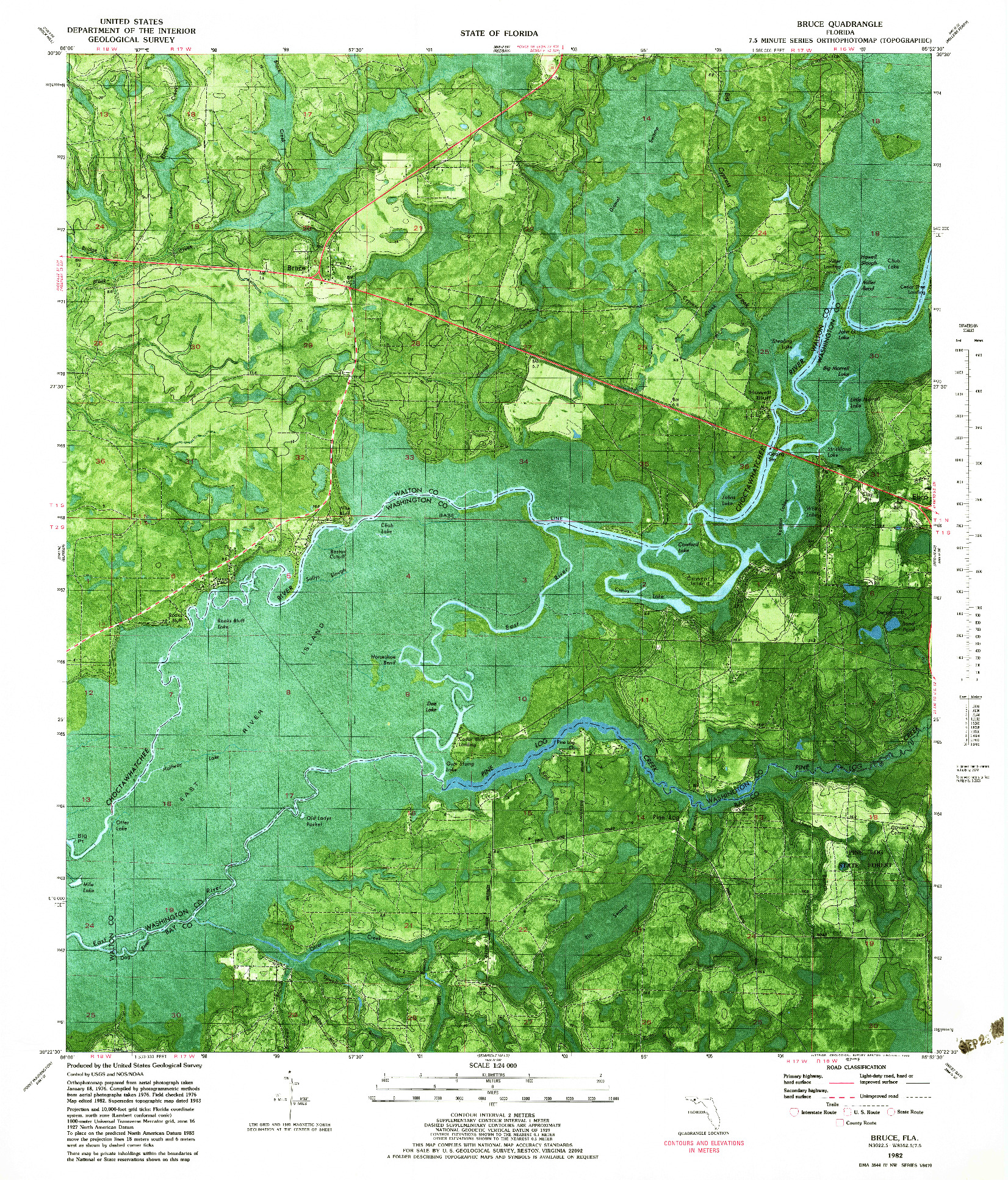 USGS 1:24000-SCALE QUADRANGLE FOR BRUCE, FL 1982