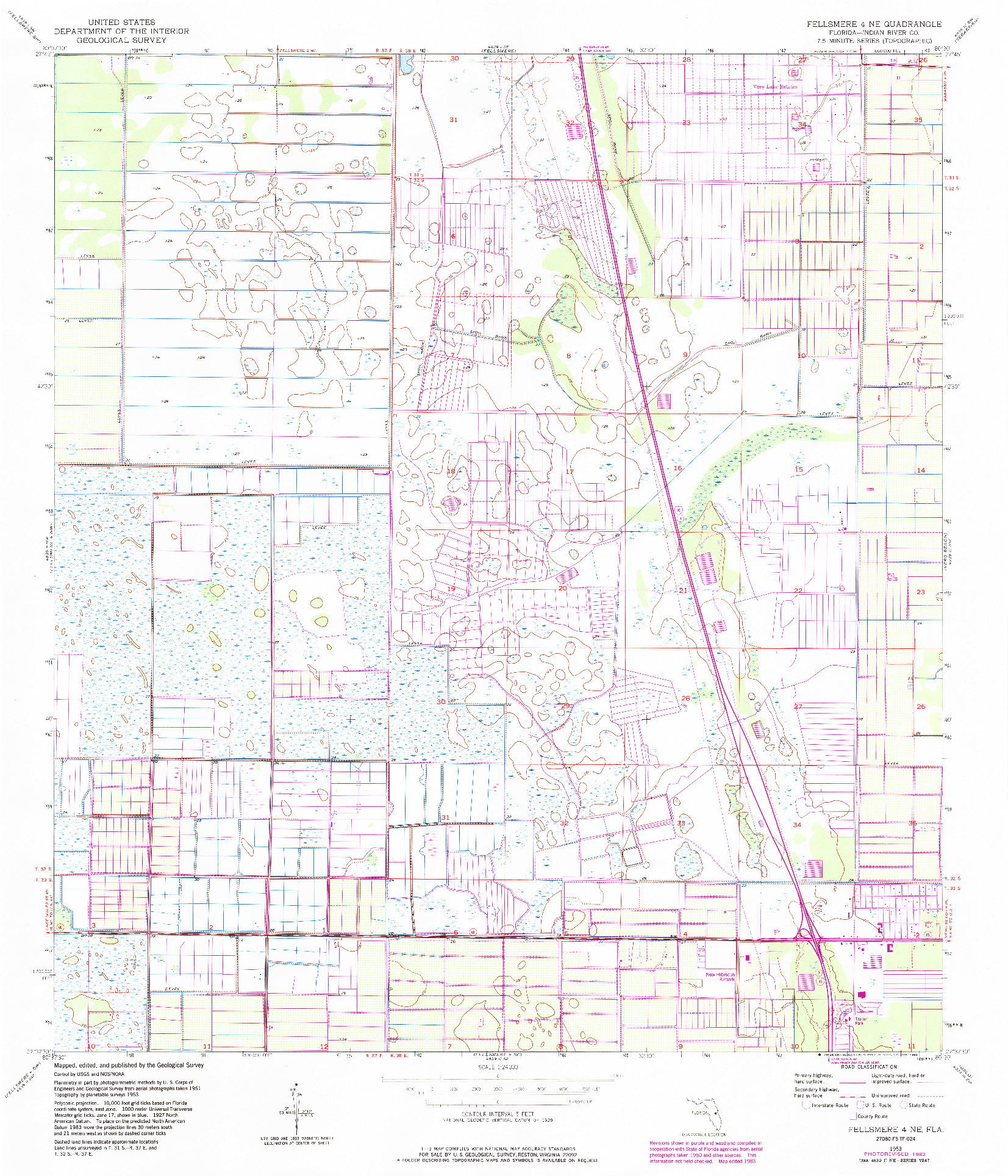 USGS 1:24000-SCALE QUADRANGLE FOR FELLSMERE 4 NE, FL 1953