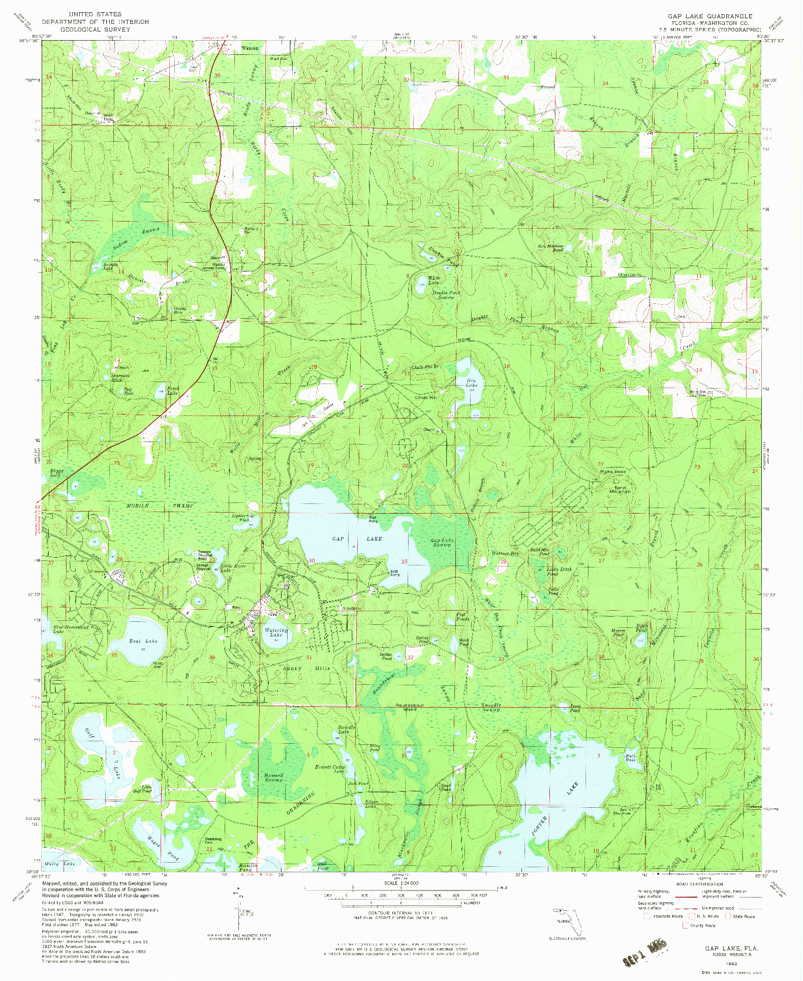 USGS 1:24000-SCALE QUADRANGLE FOR GAP LAKE, FL 1982
