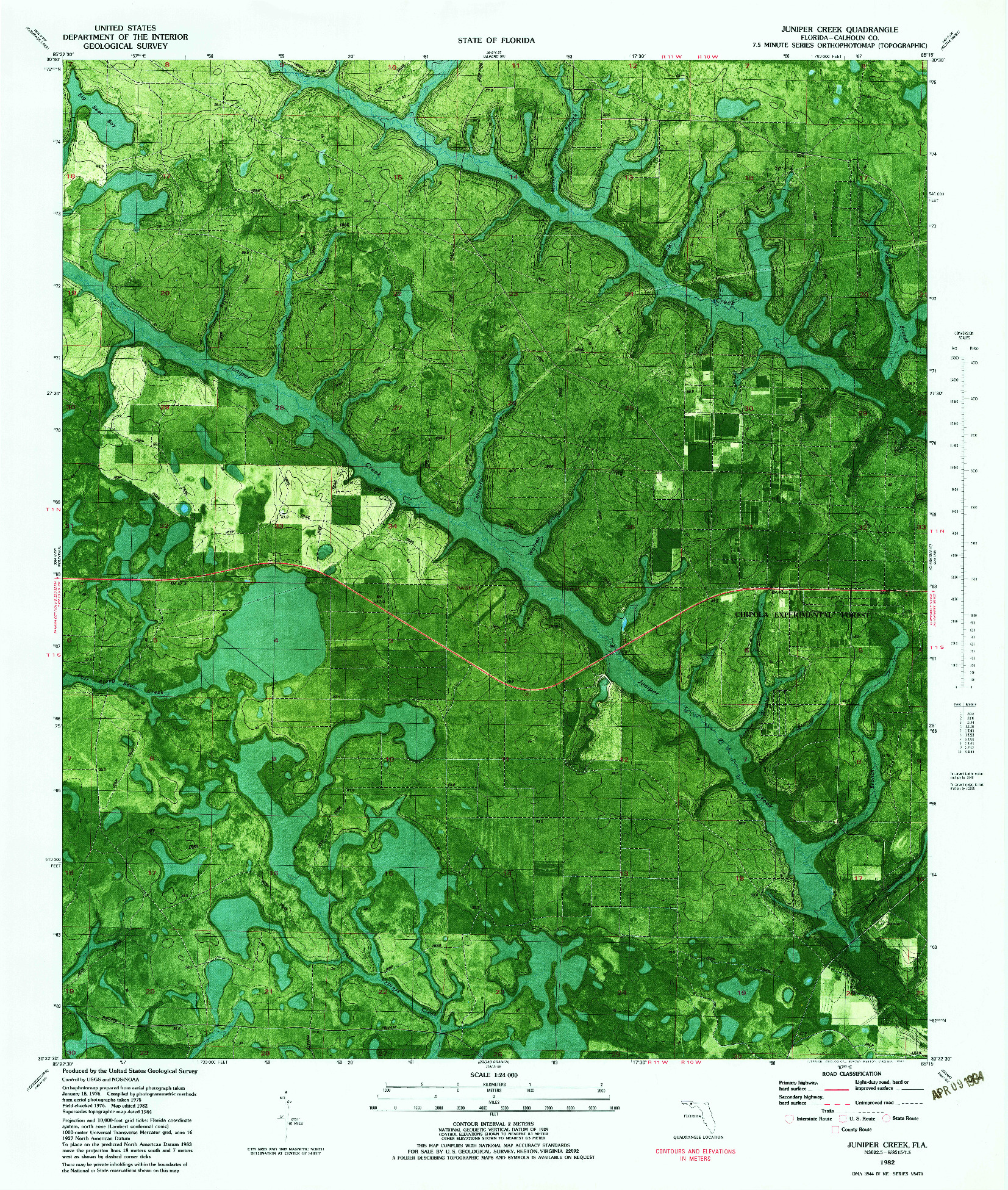 USGS 1:24000-SCALE QUADRANGLE FOR JUNIPER CREEK, FL 1982