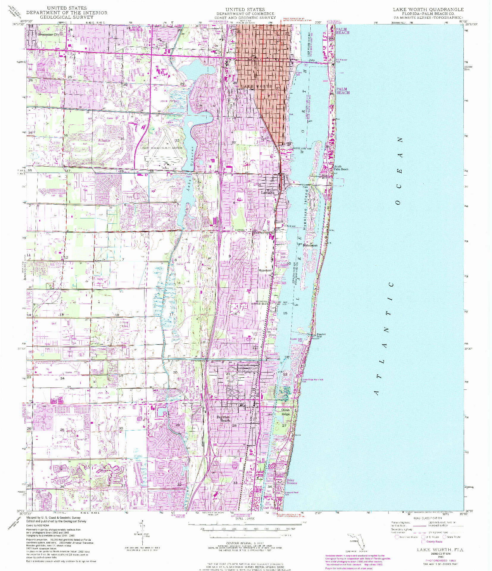 USGS 1:24000-SCALE QUADRANGLE FOR LAKE WORTH, FL 1945