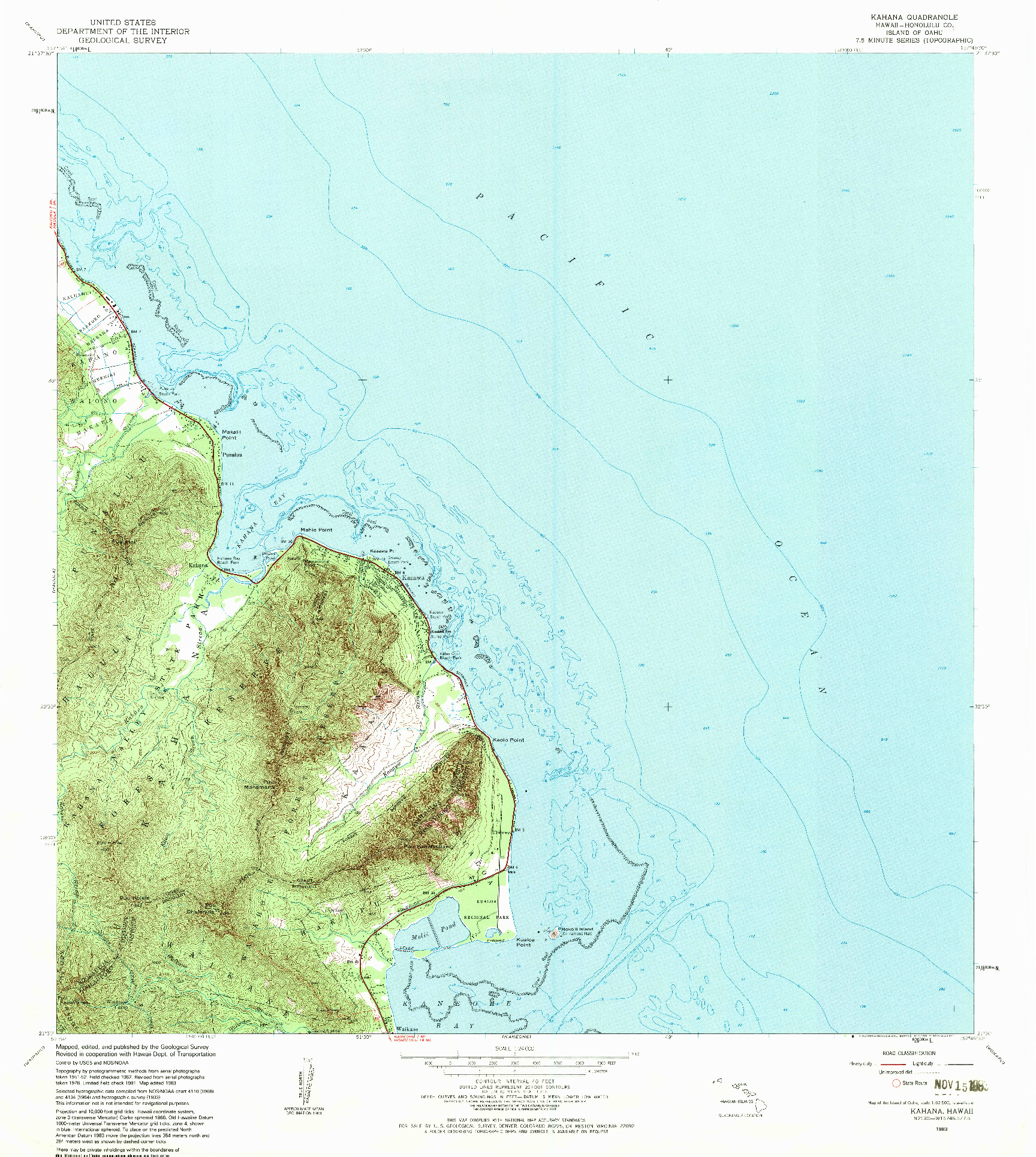 USGS 1:24000-SCALE QUADRANGLE FOR KAHANA, HI 1983