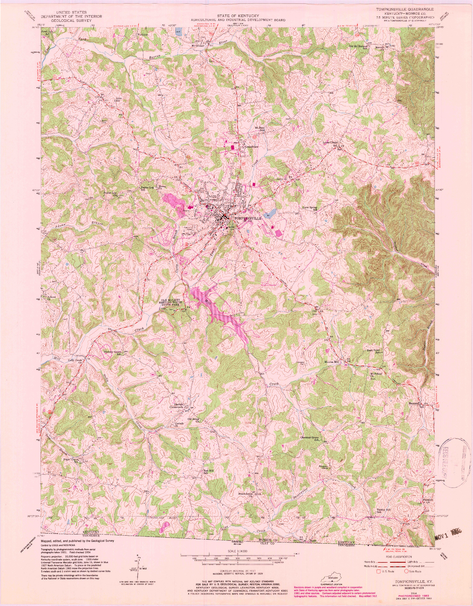 USGS 1:24000-SCALE QUADRANGLE FOR TOMPKINSVILLE, KY 1954