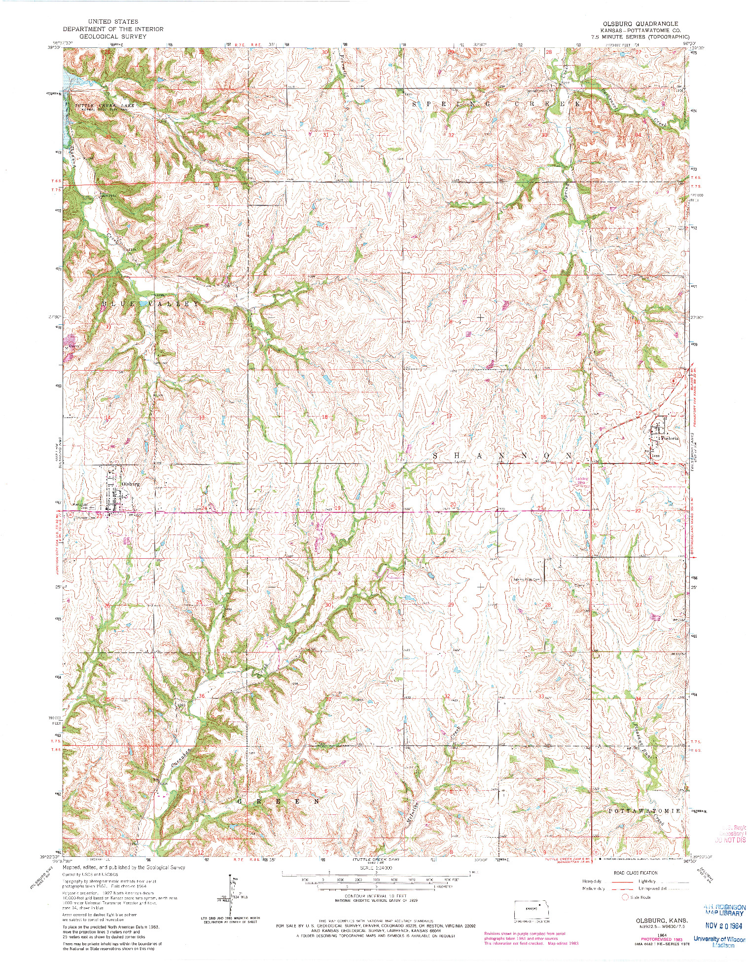 USGS 1:24000-SCALE QUADRANGLE FOR OLSBURG, KS 1964