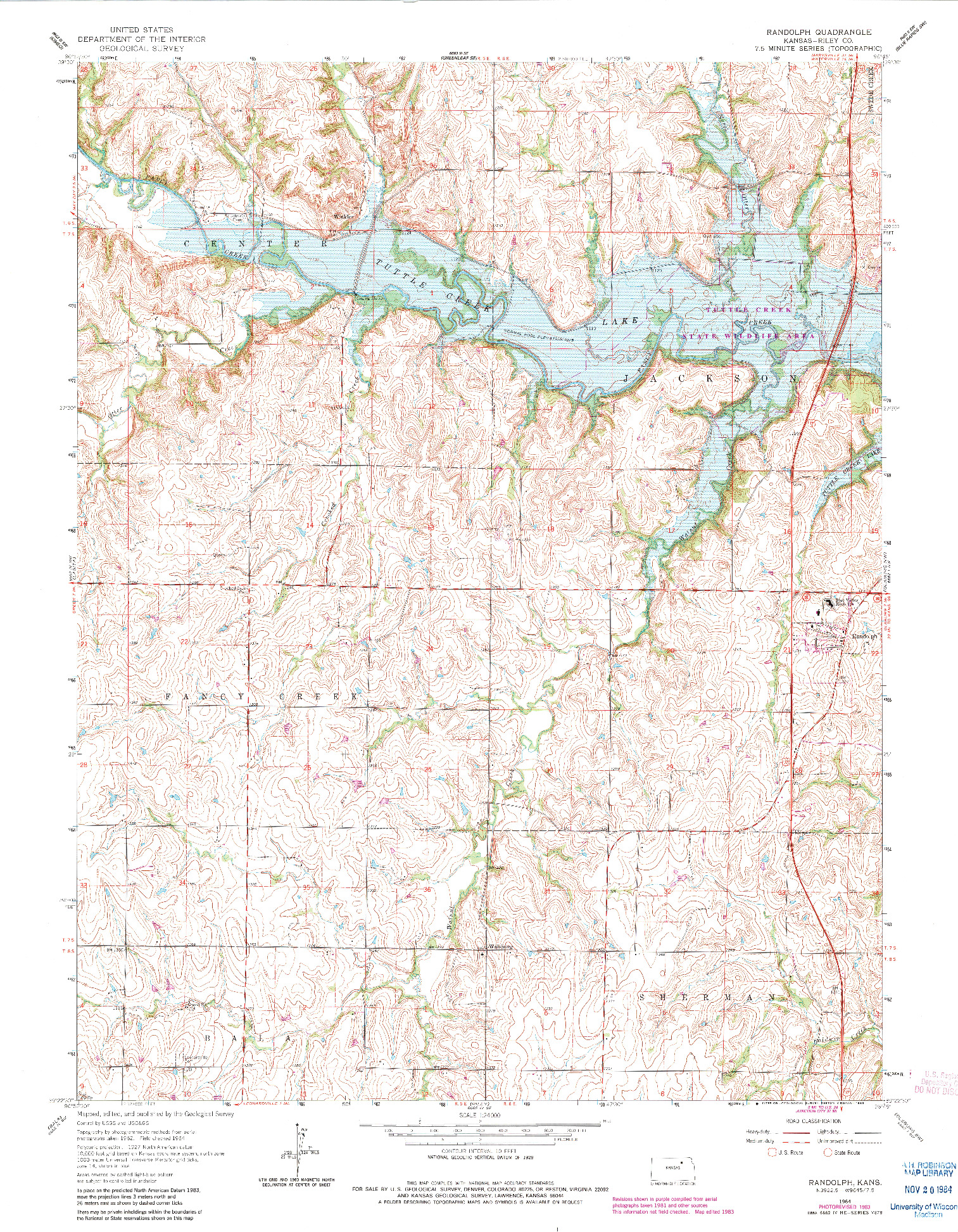 USGS 1:24000-SCALE QUADRANGLE FOR RANDOLPH, KS 1964