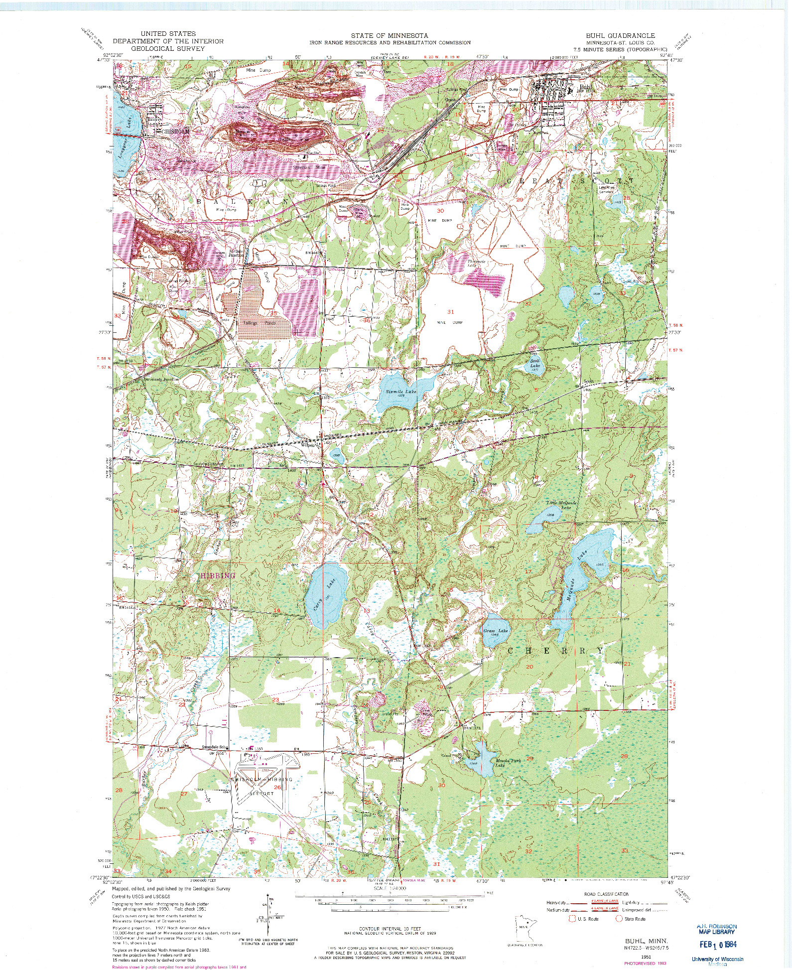 USGS 1:24000-SCALE QUADRANGLE FOR BUHL, MN 1951