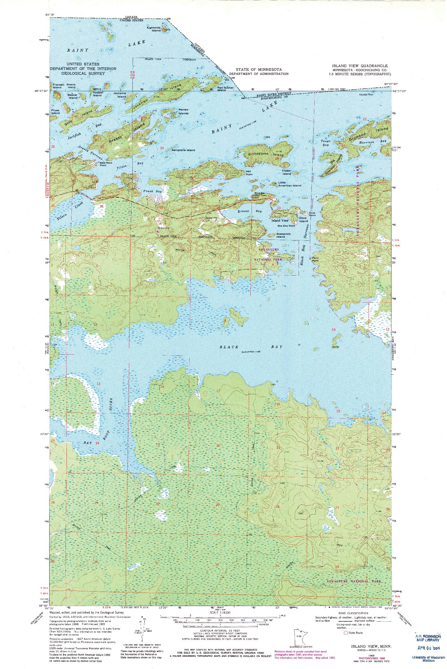 USGS 1:24000-SCALE QUADRANGLE FOR ISLAND VIEW, MN 1969